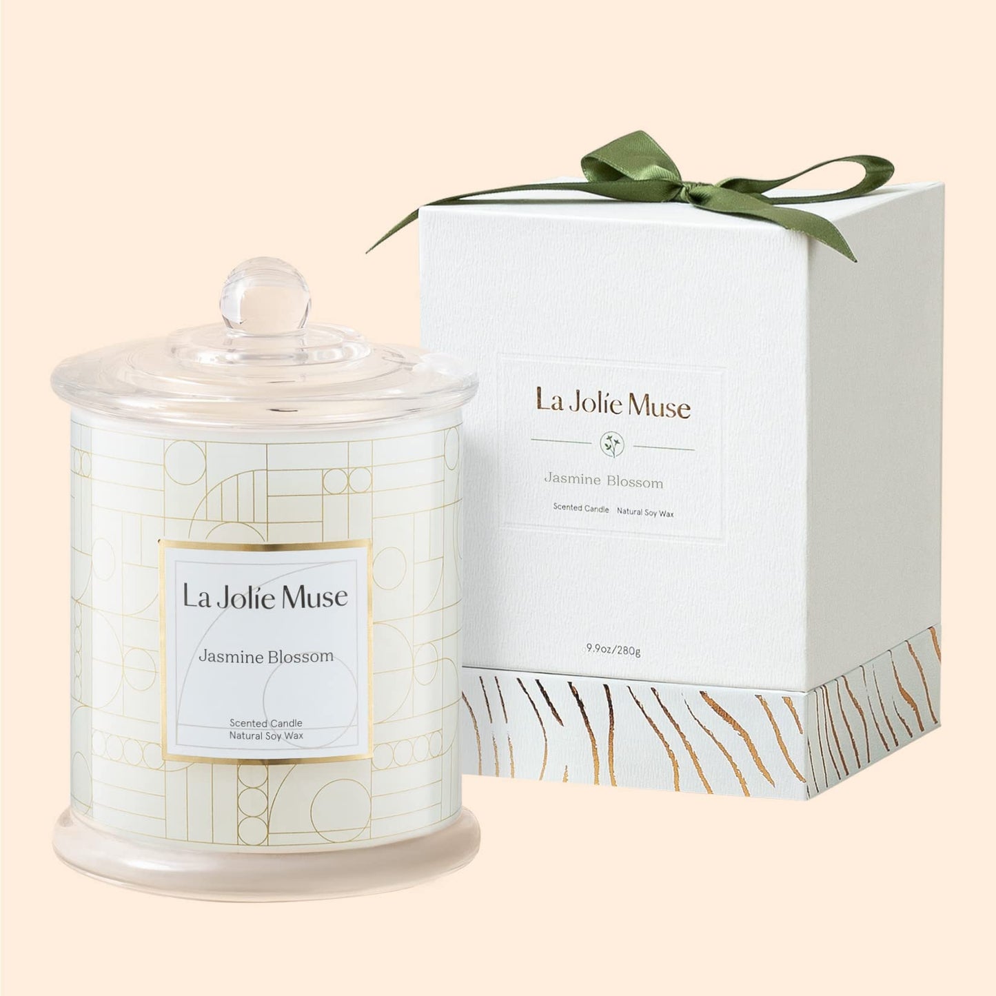 LA JOLIE MUSE Candles Gifts for Women, Candles for Women with Gift Box, Jasmine Scented Candle, Candles for Home Scented, Natural Soy Candles, 70 Hours 10 oz