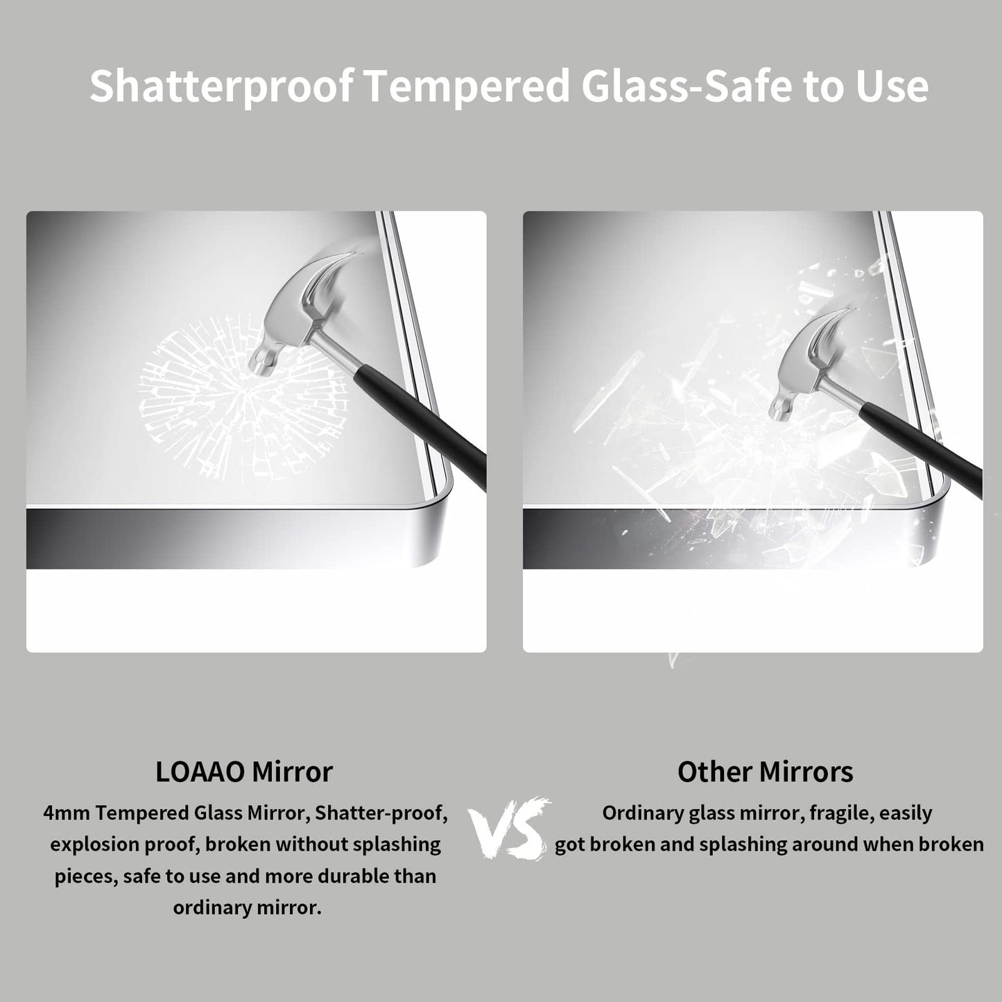 LOAAO 22X30 Inch Brushed Nickel Bathroom Mirror, Rounded Rectangle Silver Metal Frame Mirror, Brushed Nickel, Anti-Rust, Hangs Horizontally or Vertically