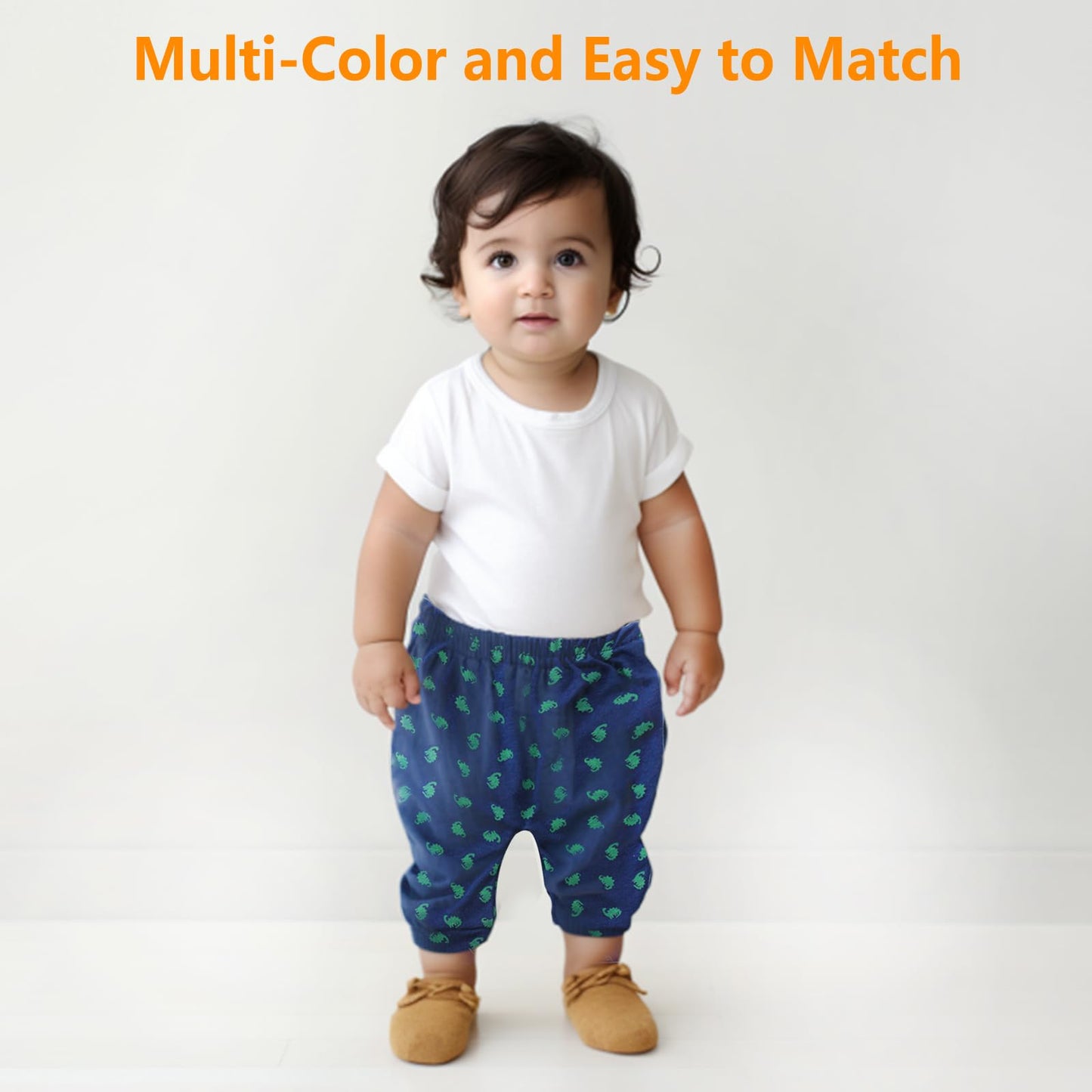 Hakochia Soft and Comfy 100% Cotton Baby Pants for Baby Boys and Girls with Ample Diaper Room 0-12 Months (US, Age, 9 Months, Blue)