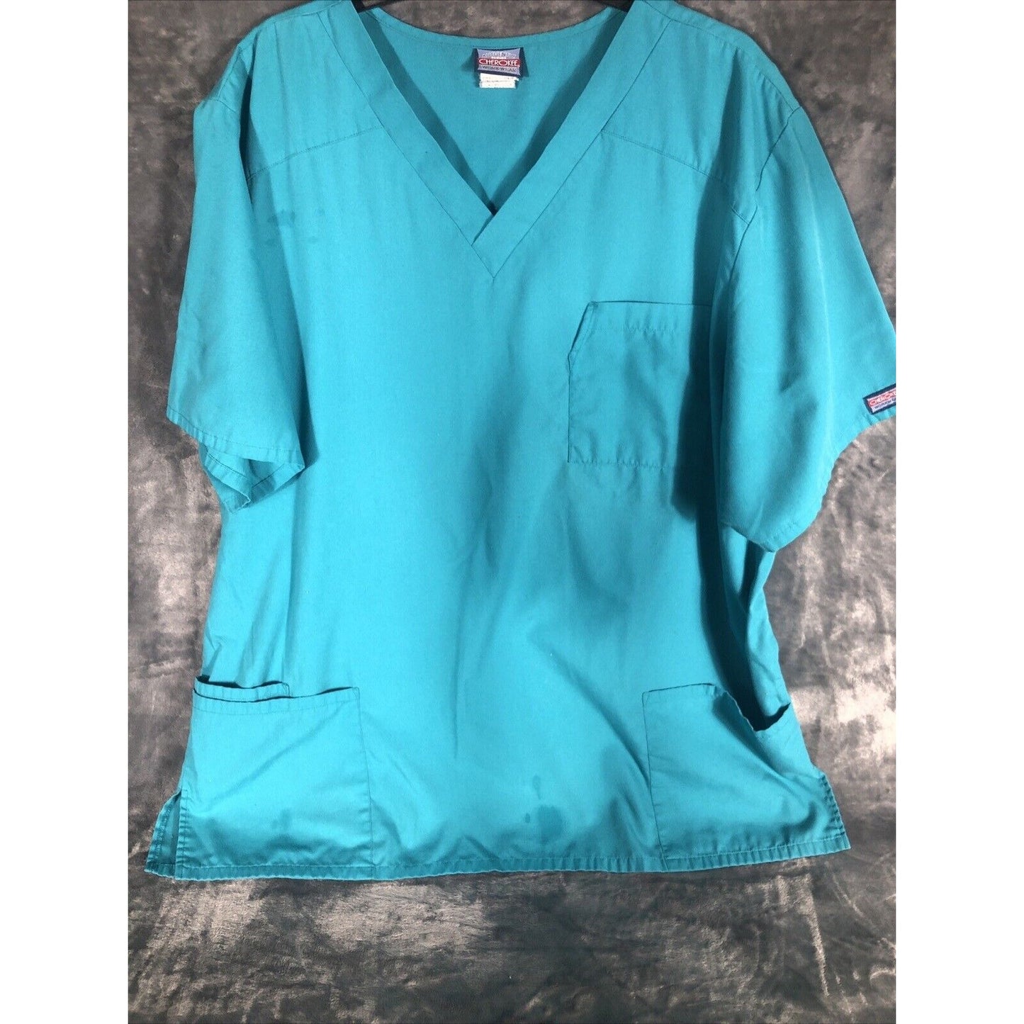 Cherokee Scrubs Unisex Workwear V Neck Scrub Shirt Blue/Green Medical Scrub Top