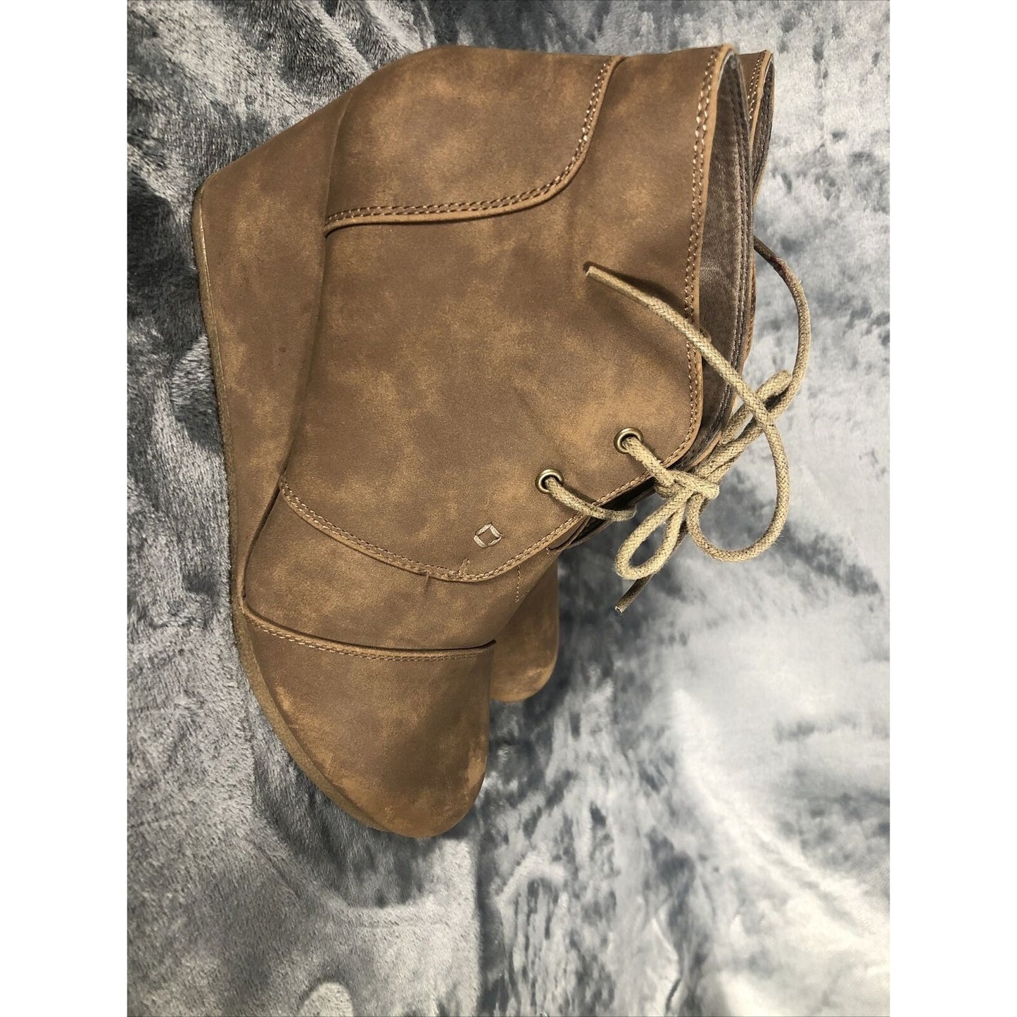 Natural Reflections Wedge Shoe Women’s Brown Lace Boot Size 8 1/2