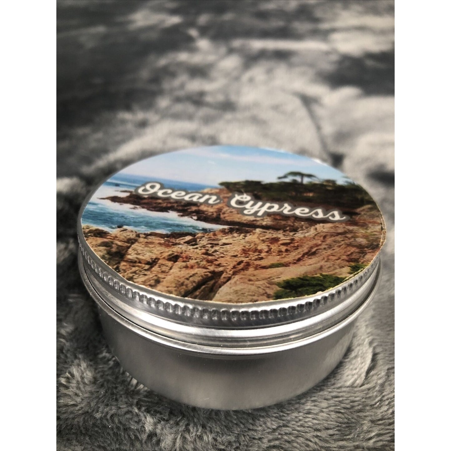 Hand Poured Coconut Soy Candle Ocean Cypress Scent 4 Ounce Tin