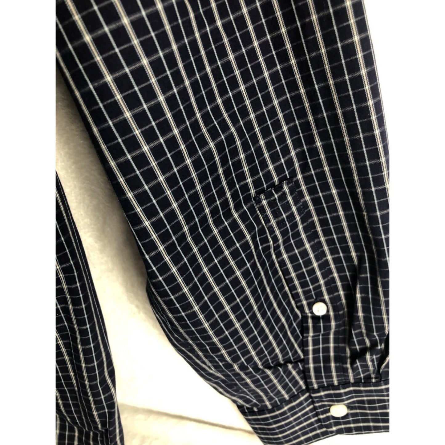 Duluth Trading Mens Long Sleeve Button-Up Plaid Shirt Navy Check Pattern Size XL