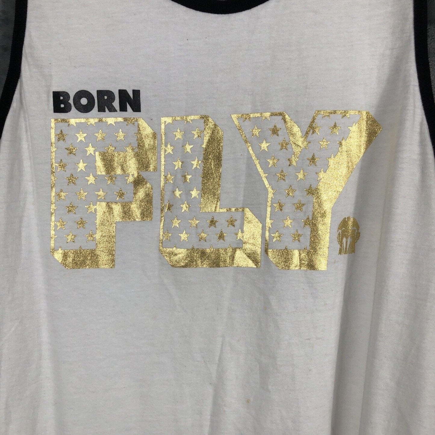 Bornfly Tank Top Mens Shirt White Gold Size Large