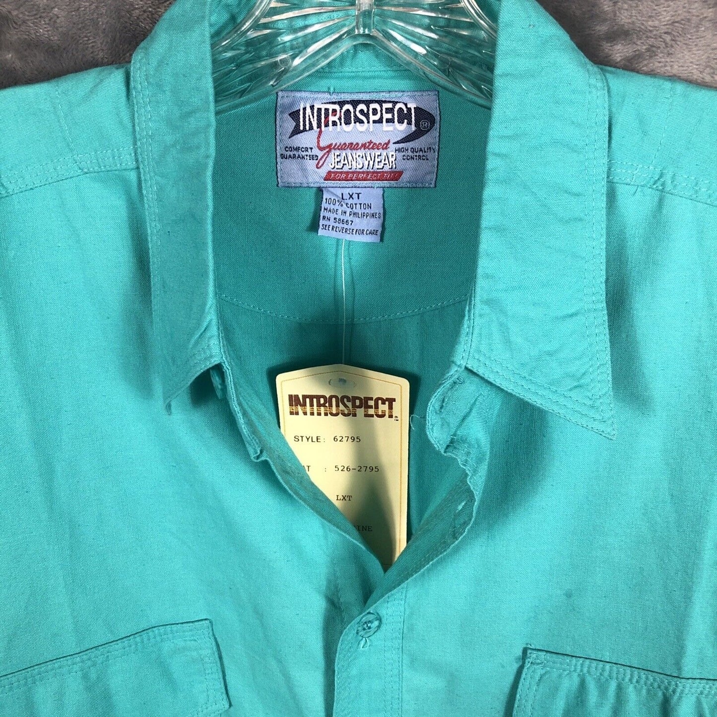 Introspect Men’s Shirt Button Up Large X Tall Marine Color Fishing Shirt