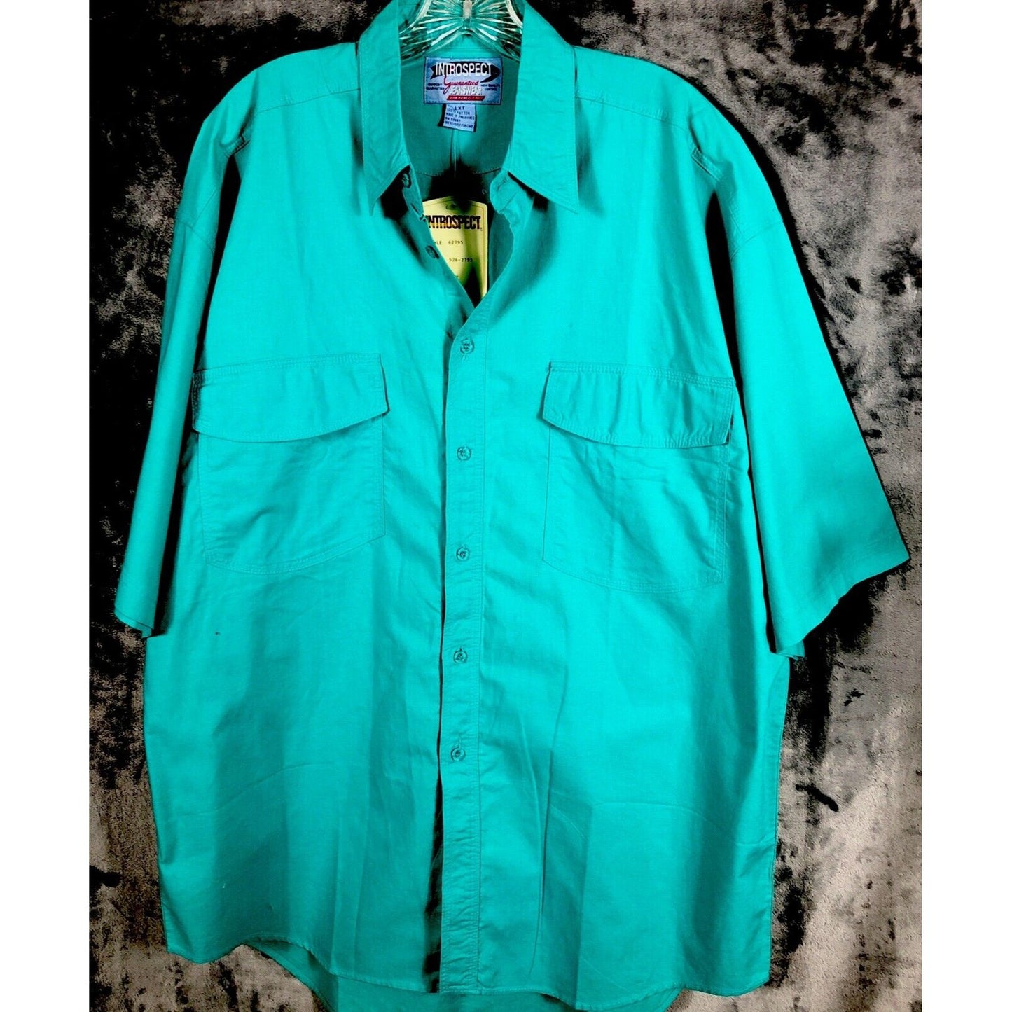 Introspect Men’s Shirt Button Up Large X Tall Marine Color Fishing Shirt