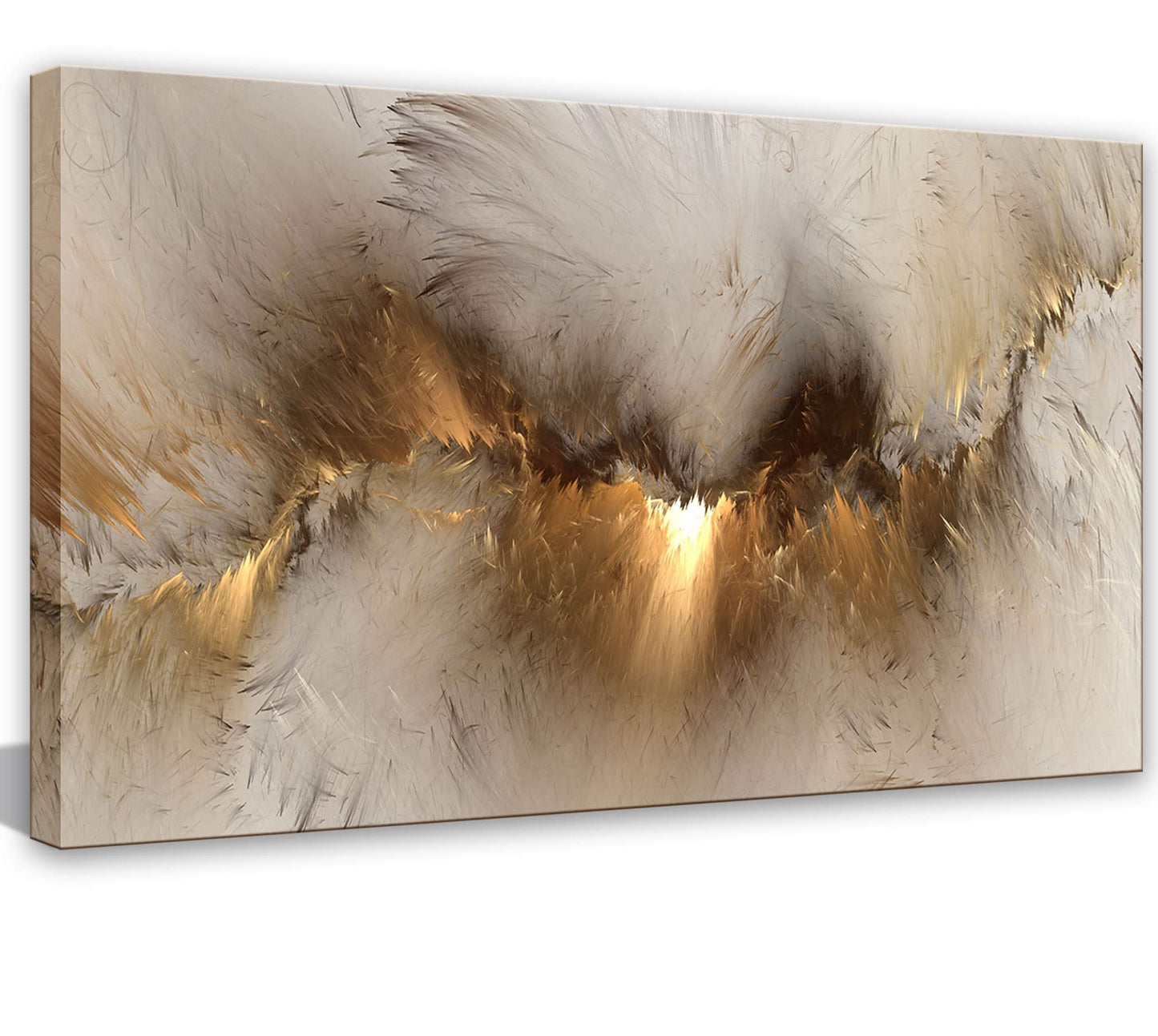 Large Framed Abstract Gold Marble Texture Canvas Wall Art Tindal Effect Decor Picture Black Gold Cloud Prints Painting for Living Room Bedroom Office Kitchen Ready to Hang