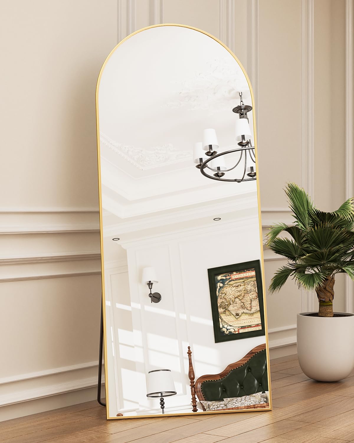 Antok Arched Full Length Mirror, 71"x32" Arched Floor Mirror, Glassless Mirror Full Length with Stand, Floor Mirror Freestanding, Wall Mounted Mirror for Bedroom Living Room, Gold