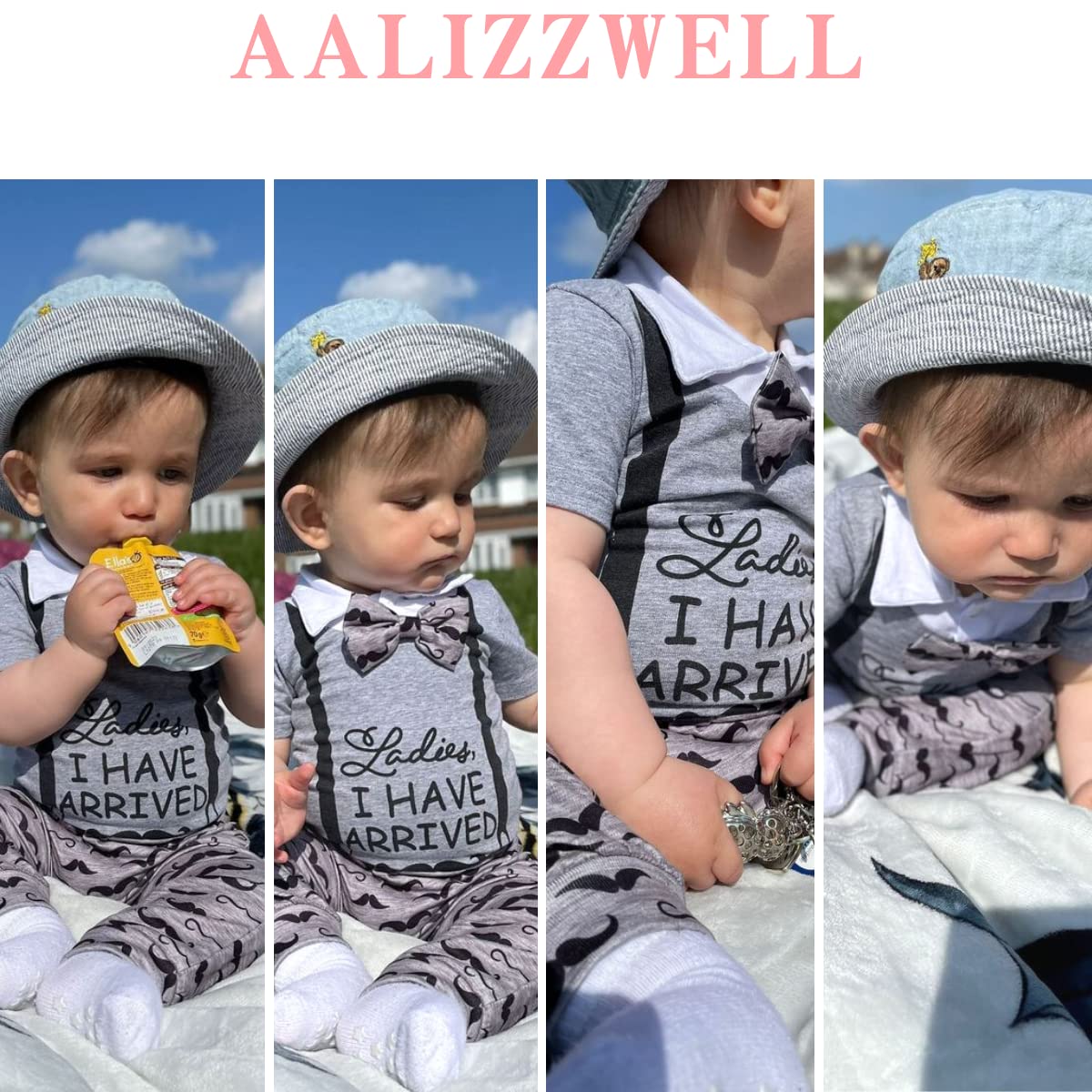Aalizzwell Newborn Boys Outfit, Infant Ladies Have Arrived Clothes Long Sleeve Gentleman Fall Winter Clothing NB