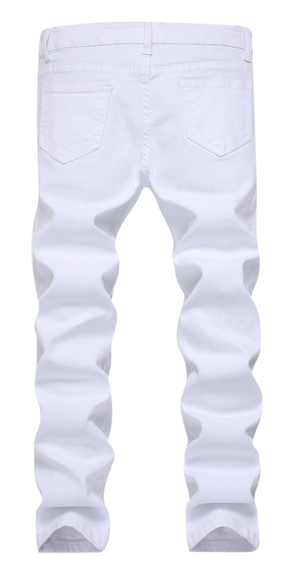 Boy's White Skinny Fit Stretch Slim Straight Fashion Jeans Pants,White,12 Slim