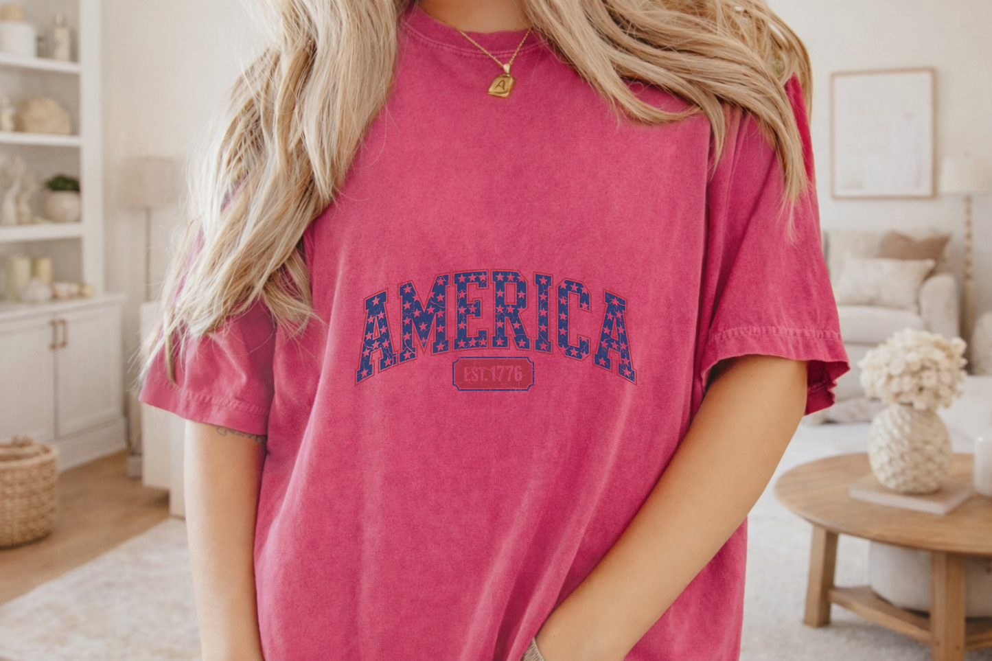 America EST. 1776 T-Shirt, Patriotic Graphic Tee, USA Independence Day Shirt, Vintage Style Gift, American Themed Apparel, Star Print Top