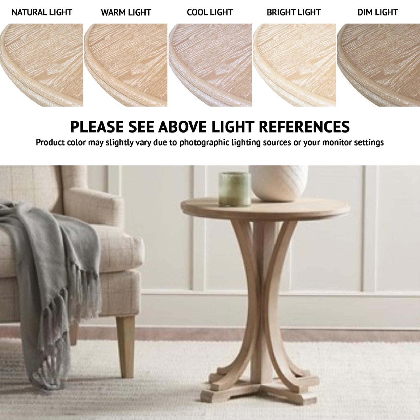 Martha Stewart Fatima Accent Tables Modern Mid-Century Rustic Pedestal Design, Round Tabletop Living Room Furniture Occasional Piece, Dia. 21" X 24", Wheat