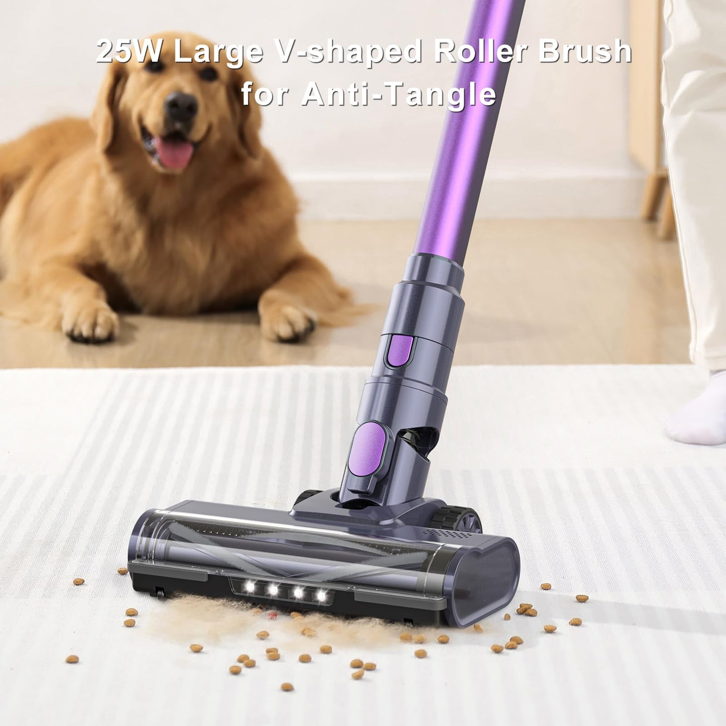 MIUZZY Cordless Vacuum Cleaner, 25Kpa Brushless Vacuum Cleaner with Touch Screen, Up to 50 Mins Runtime, Lightweight Vacuum for Carpet, Home Hardwood Floor and Pet Hair