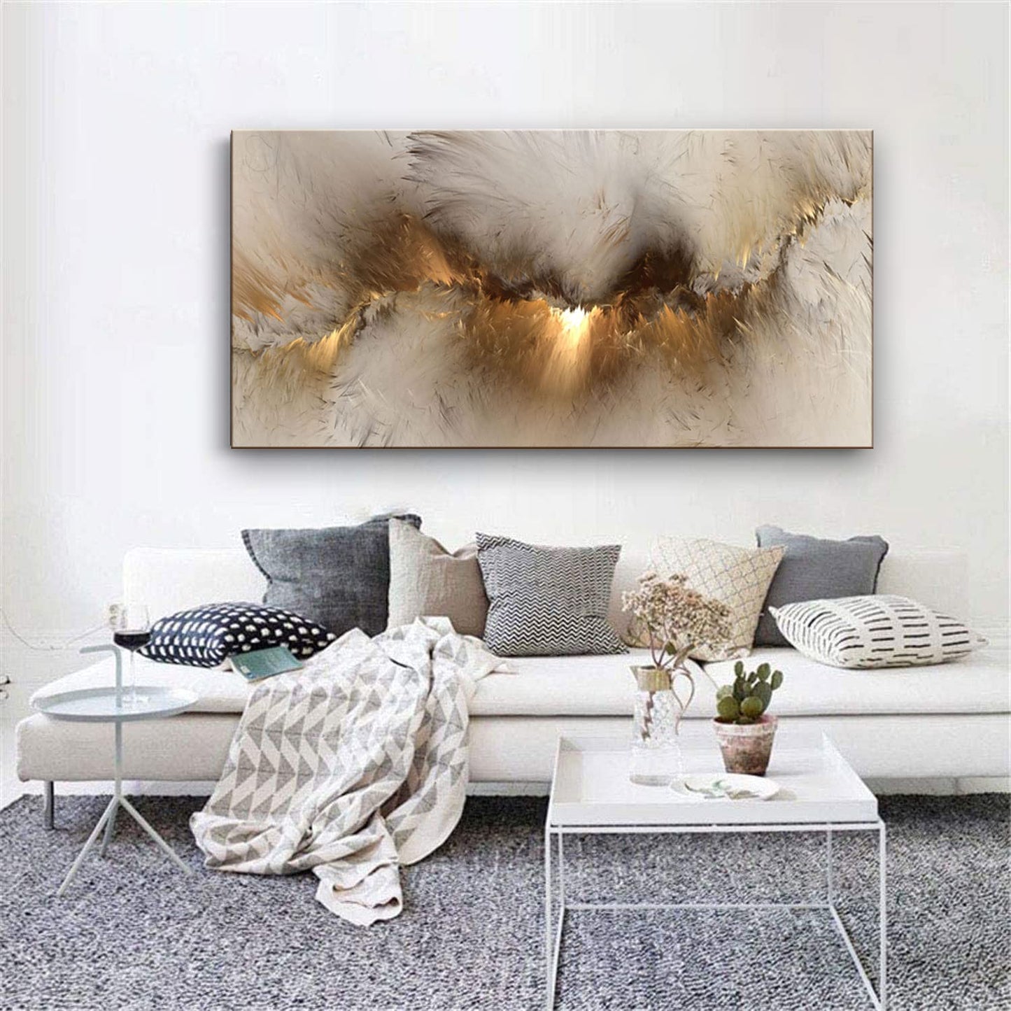 Large Framed Abstract Gold Marble Texture Canvas Wall Art Tindal Effect Decor Picture Black Gold Cloud Prints Painting for Living Room Bedroom Office Kitchen Ready to Hang