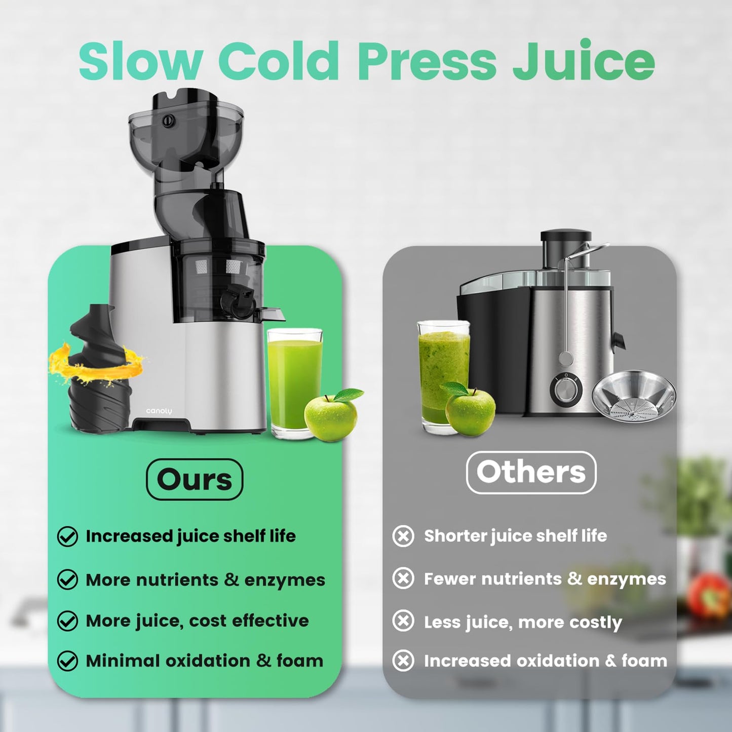 Masticating Juicer Machines, 4.1-inch(104mm) Powerful Slow Cold Press Juicer with Large Feed Chute, Electric Masticating Juicers for Vegetables and Fruits, Easy to Clean with Brush