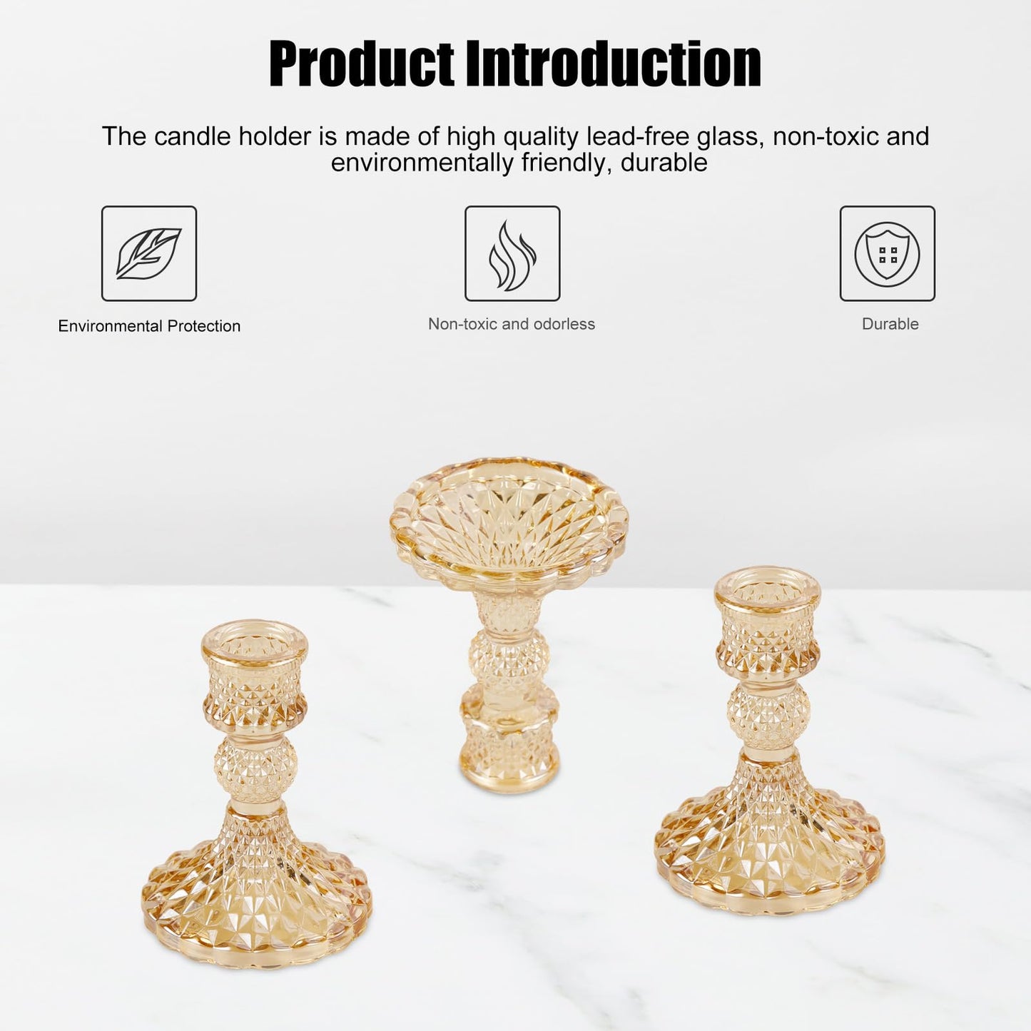 Taper Glass Candle Holder - Tables Candlestick Holders for Wedding Decor, Coffee Table Decor, Candle Stick Candle Holder for Bathtub Tray