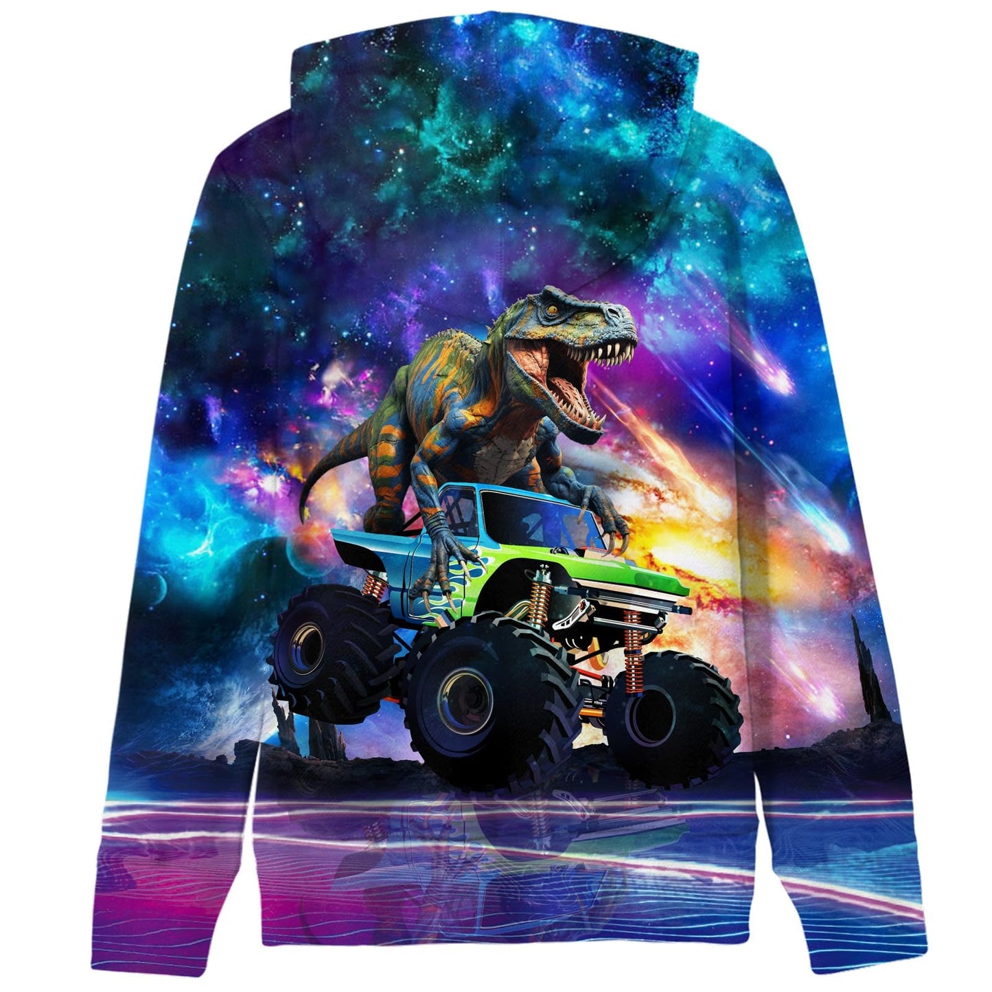 Idgreatim Little Boys Girl Car Hoodies Funny Dinosaur Ride Off-Road Vehicle Hooded Sweatshirts Size 8-10T Fall Winter Casual Sport Hoody Pullover with Pocket