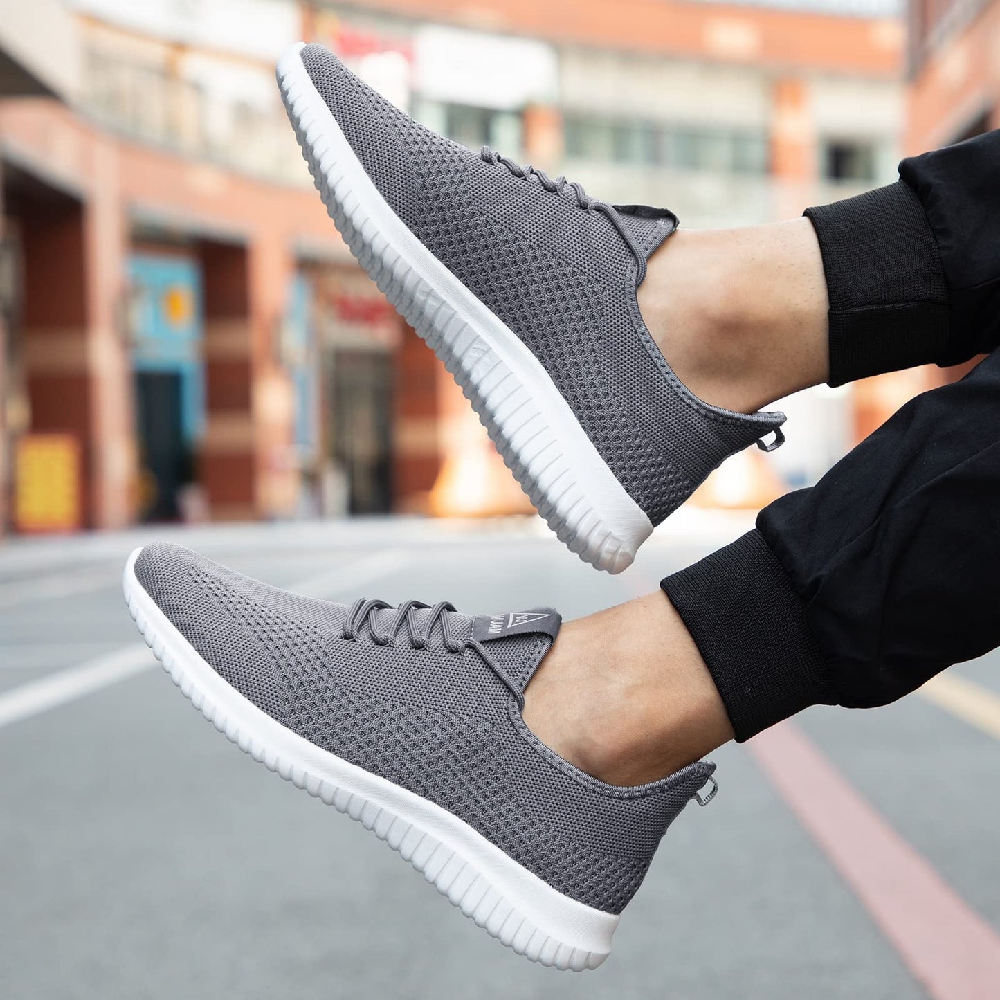 VAMJAM Men's Running Shoes Ultra Lightweight Breathable Walking Shoes Non Slip Athletic Fashion Sneakers Mesh Workout Casual Sports Shoes Grey Size 12.5