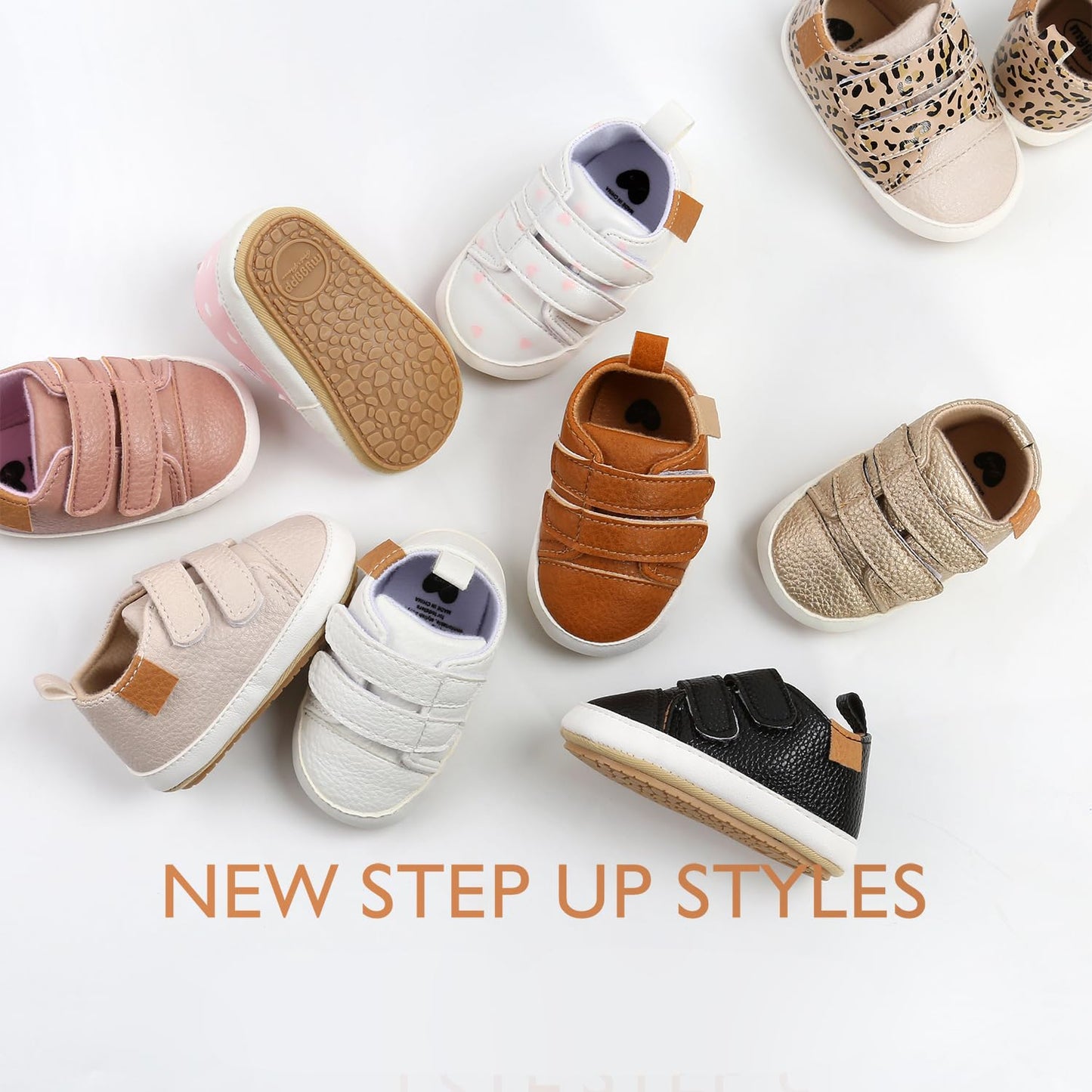 BABSMULY Baby Boys Girls Shoes Non-Slip Rubber Sole High-Top PU Leather Sneakers Infant First Walking Shoes Toddler Crib Newborn Loafers Flats.(White, 6-12 Months)