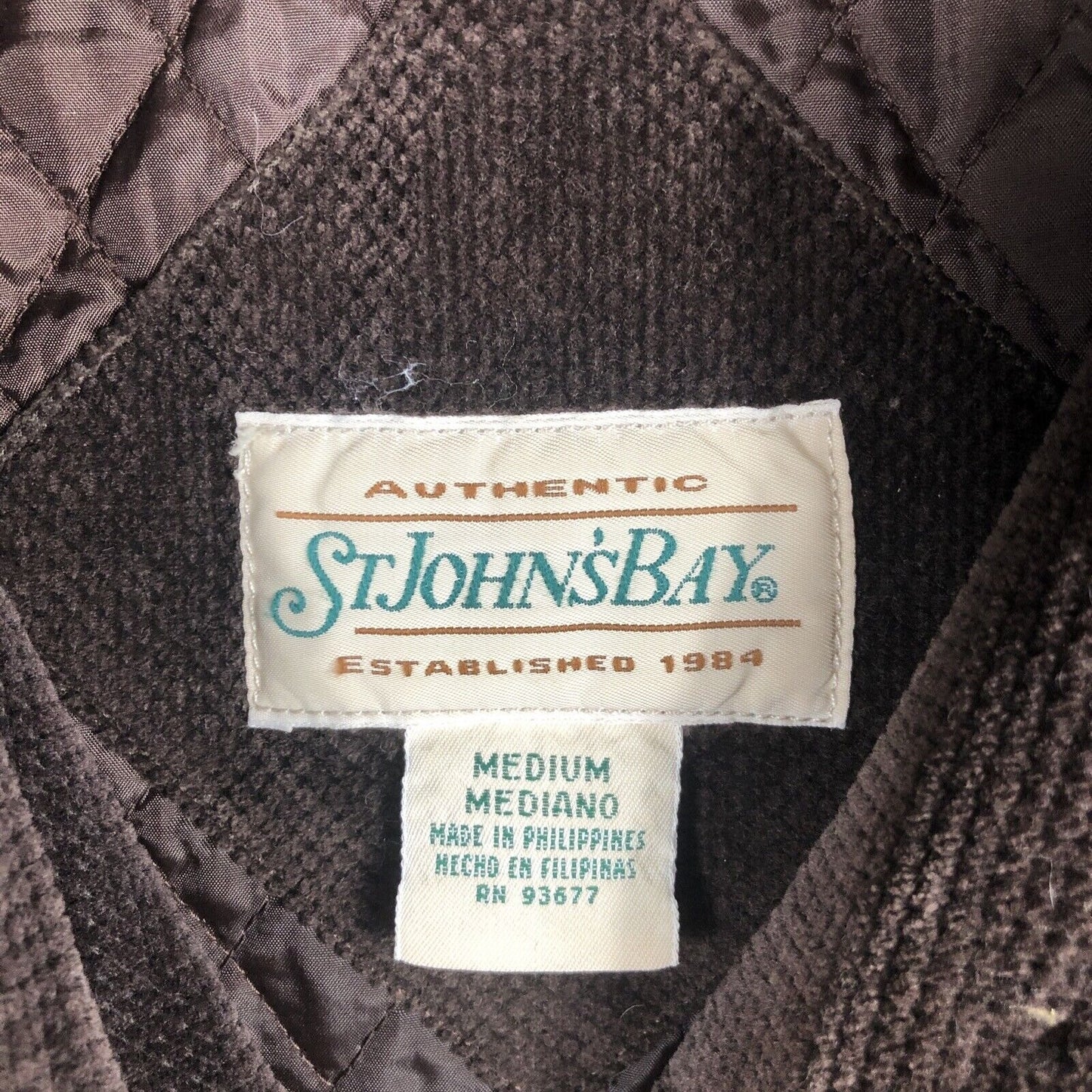 Saint Johns Bay Authentic Woman's Brown Corduroy Button Up Coat Adult Medium