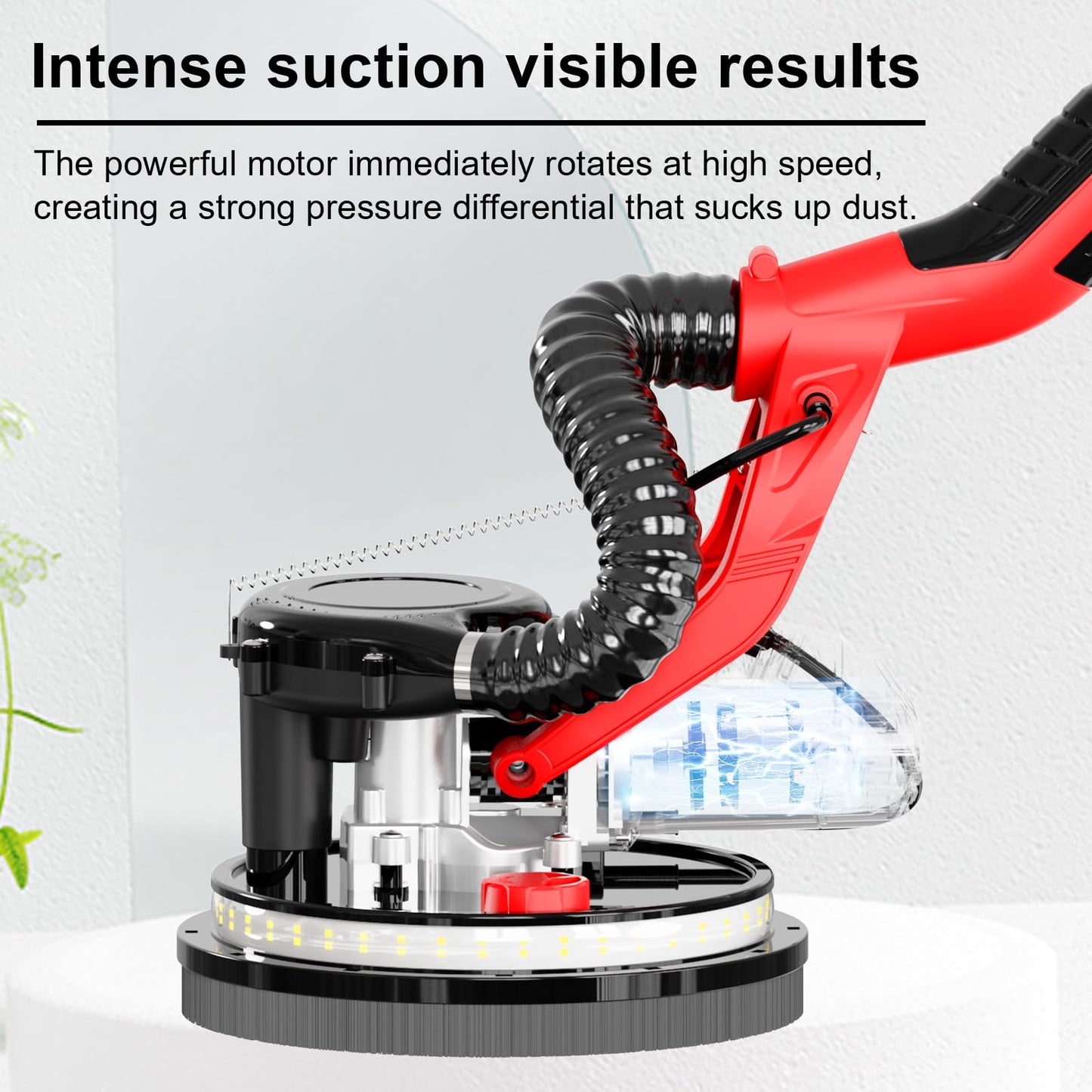 Drywall Sander with Vacuum Attachment, IMQUALI 750W Electric Sander Tool with Extendable Handle, Popcorn Ceiling Removal Tool with 7 Variable Speed 800-1750RPM, LED Light, 12pcs Sanding Discs, I01R