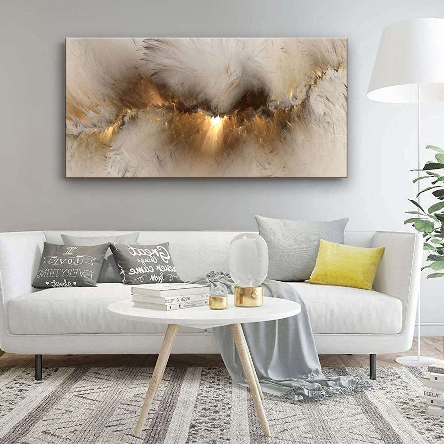 Large Framed Abstract Gold Marble Texture Canvas Wall Art Tindal Effect Decor Picture Black Gold Cloud Prints Painting for Living Room Bedroom Office Kitchen Ready to Hang