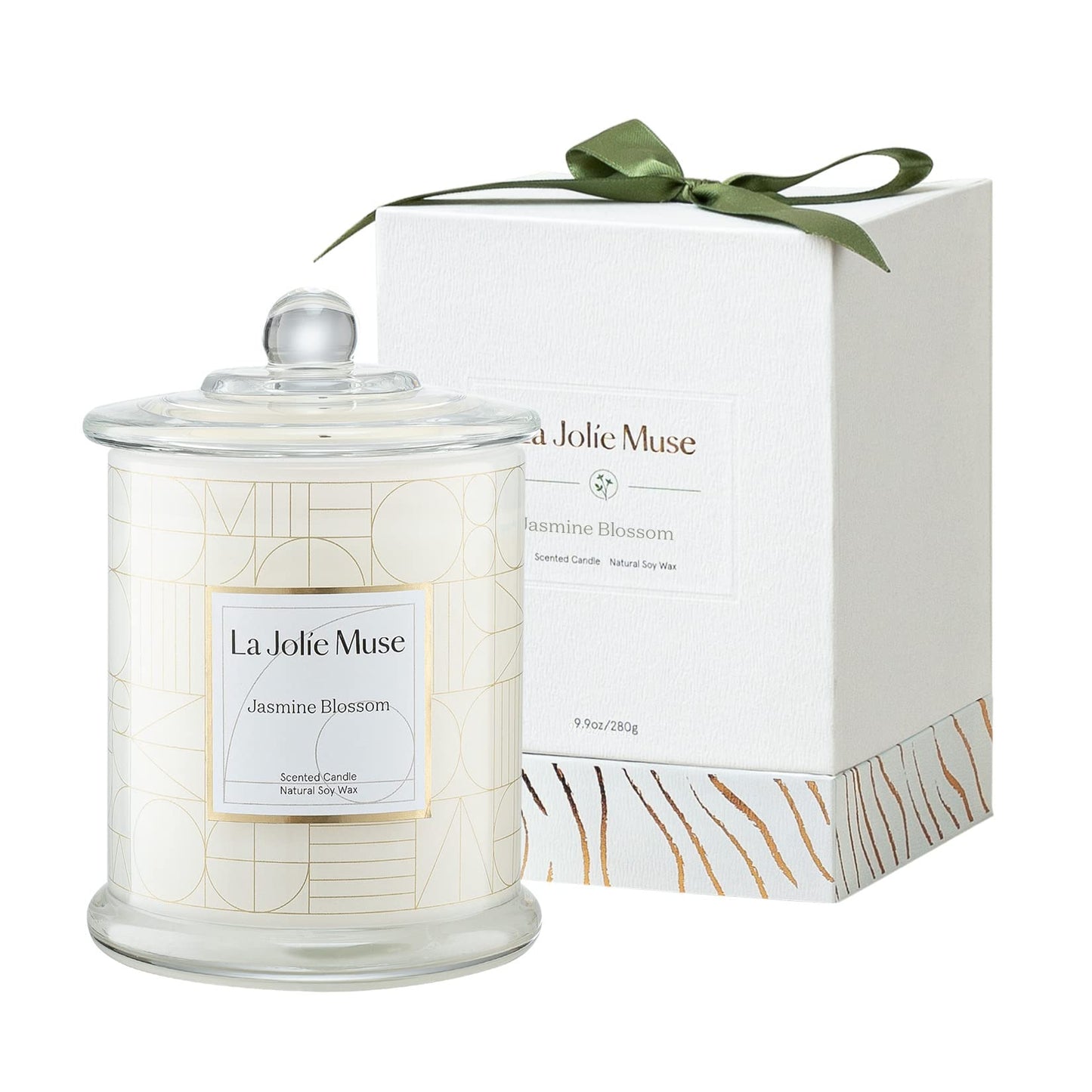 LA JOLIE MUSE Candles Gifts for Women, Candles for Women with Gift Box, Jasmine Scented Candle, Candles for Home Scented, Natural Soy Candles, 70 Hours 10 oz
