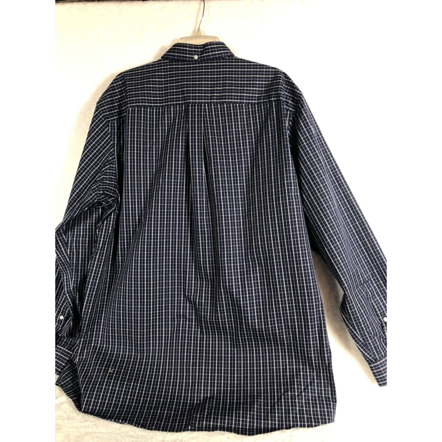 Duluth Trading Mens Long Sleeve Button-Up Plaid Shirt Navy Check Pattern Size XL