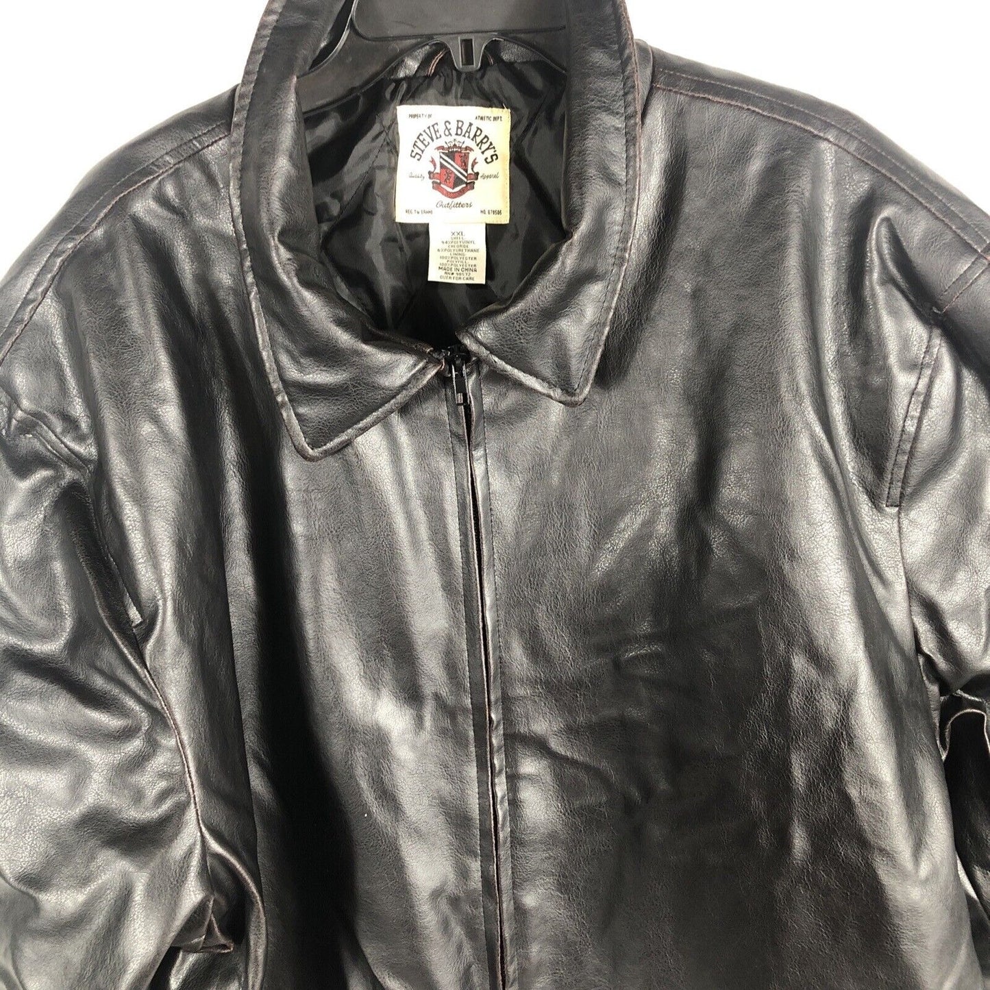 Men’s Leather Jacket Steve And Barry’s Outfitters Men’s Coat Black Adult Size 2X Large