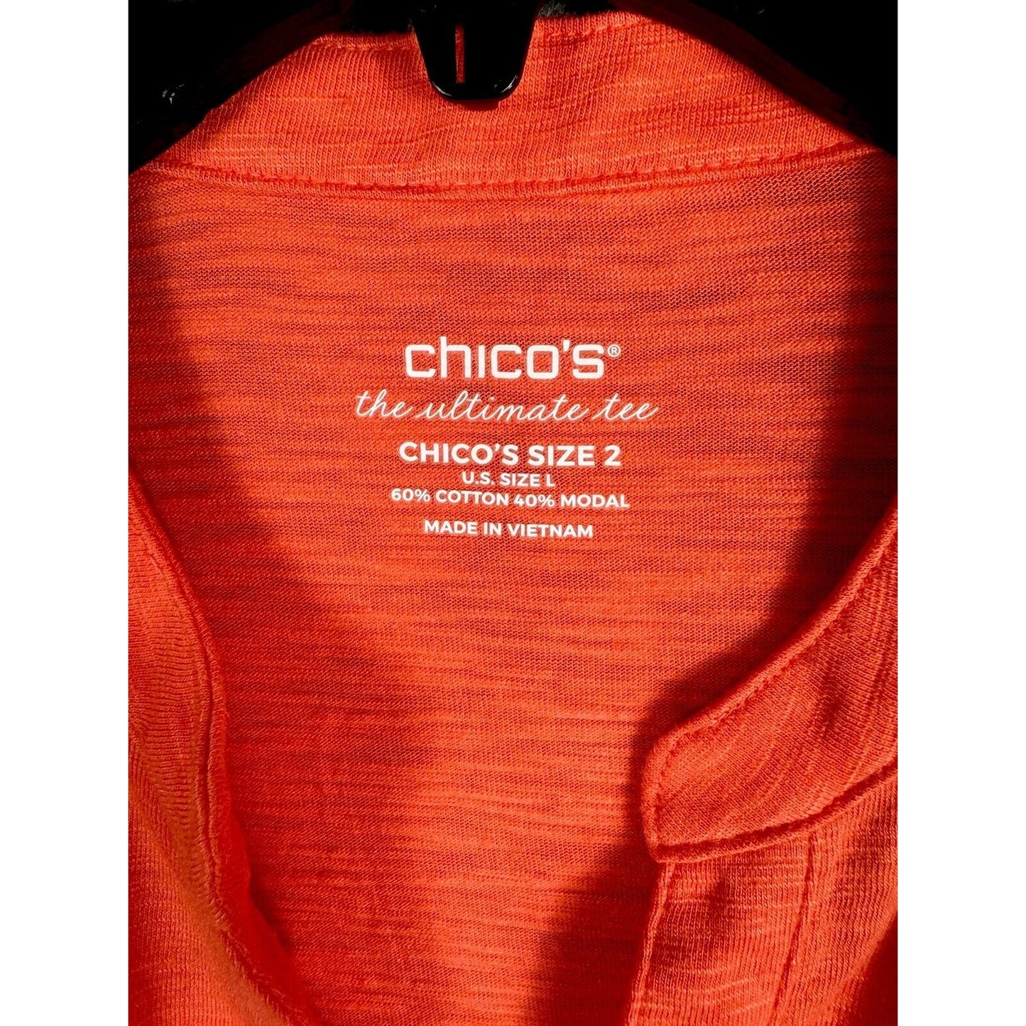 Chico’s The Ultimate Tee Women's Top Size 2 Large Orange 3/4 Sleeve