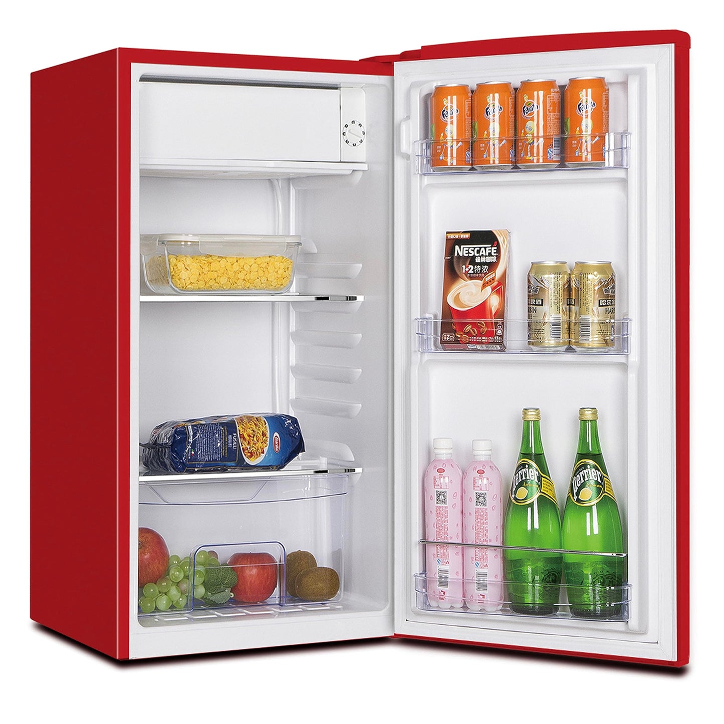 West Bend Retro Mini Fridge for Home Office or Dorm, Manual Defrost and Adjustable Temperature, 3.1 Cu.Ft, Red