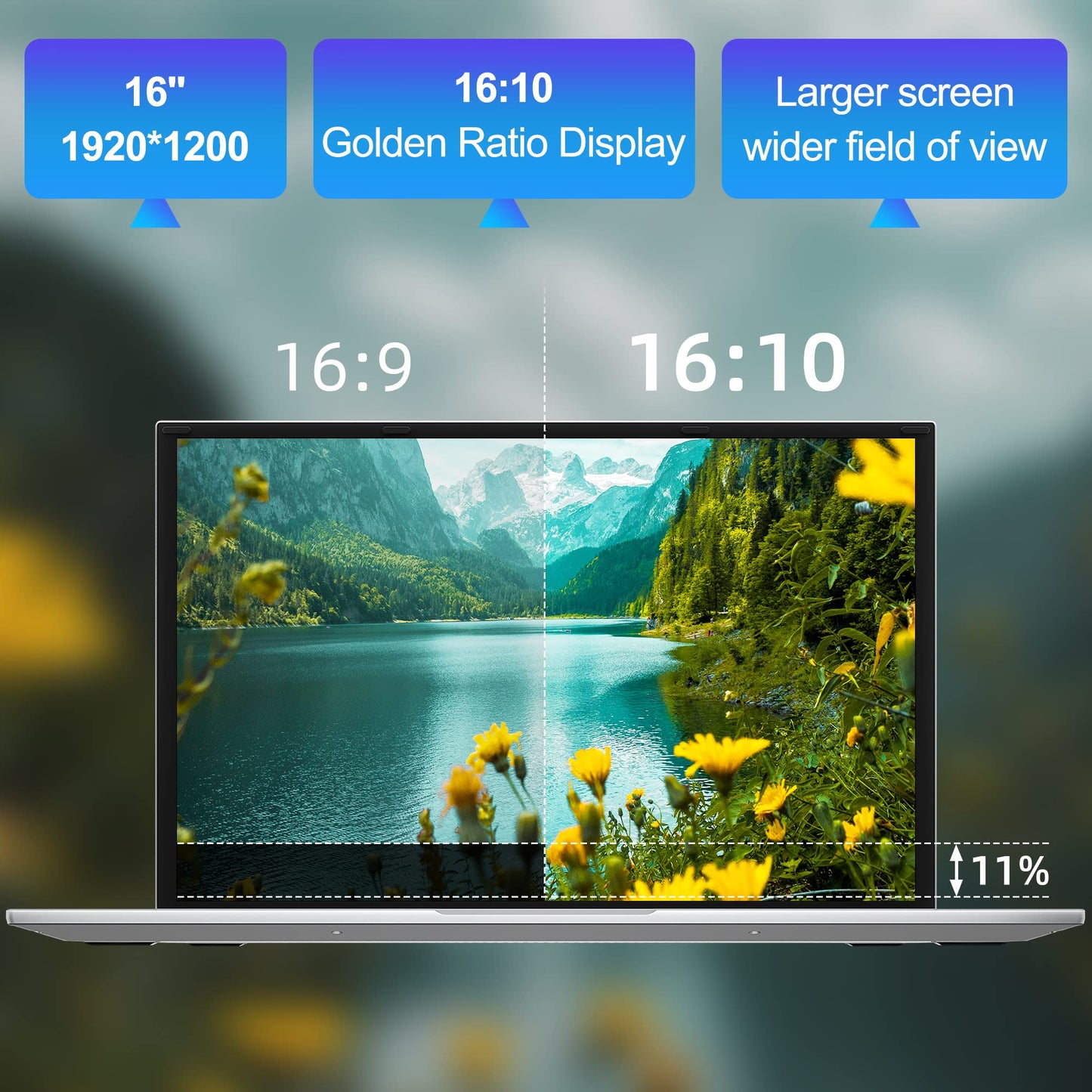 jumper Laptop, 16 Inch FHD IPS 16:10 Screen, Intel Celeron Quad Core CPU, 4GB RAM 128GB Storage, Office 365 1-Year Subscription, Laptops Computer with Numeric Keypad, 4 Stereo Speakers, 5G WiFi.