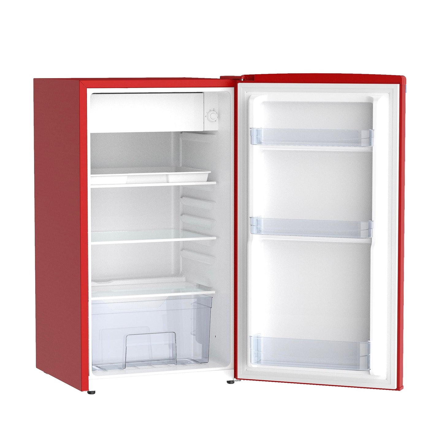 West Bend Retro Mini Fridge for Home Office or Dorm, Manual Defrost and Adjustable Temperature, 3.1 Cu.Ft, Red
