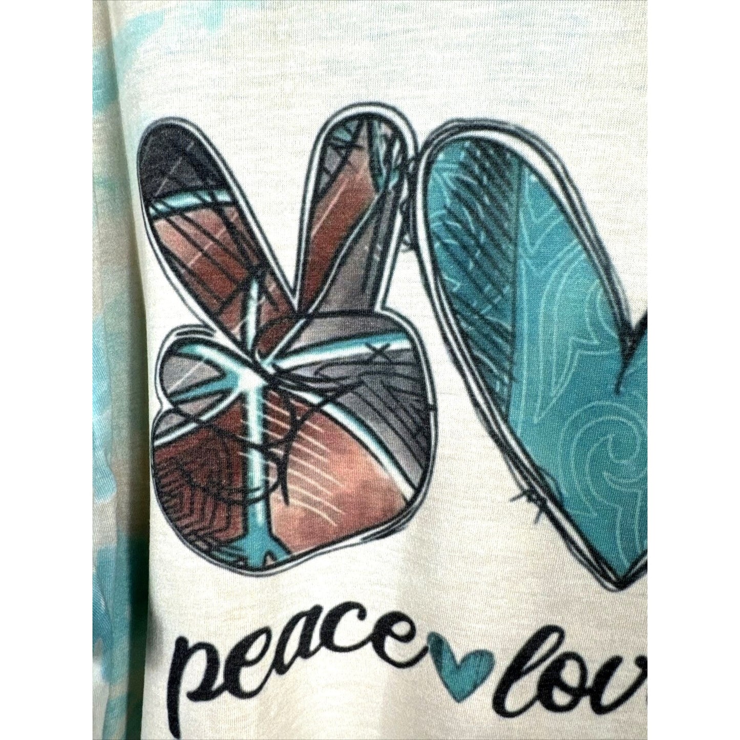 Women’s T-shirt Peace Love And Boots Cowgirl Bleached Blue Shirt Size Large