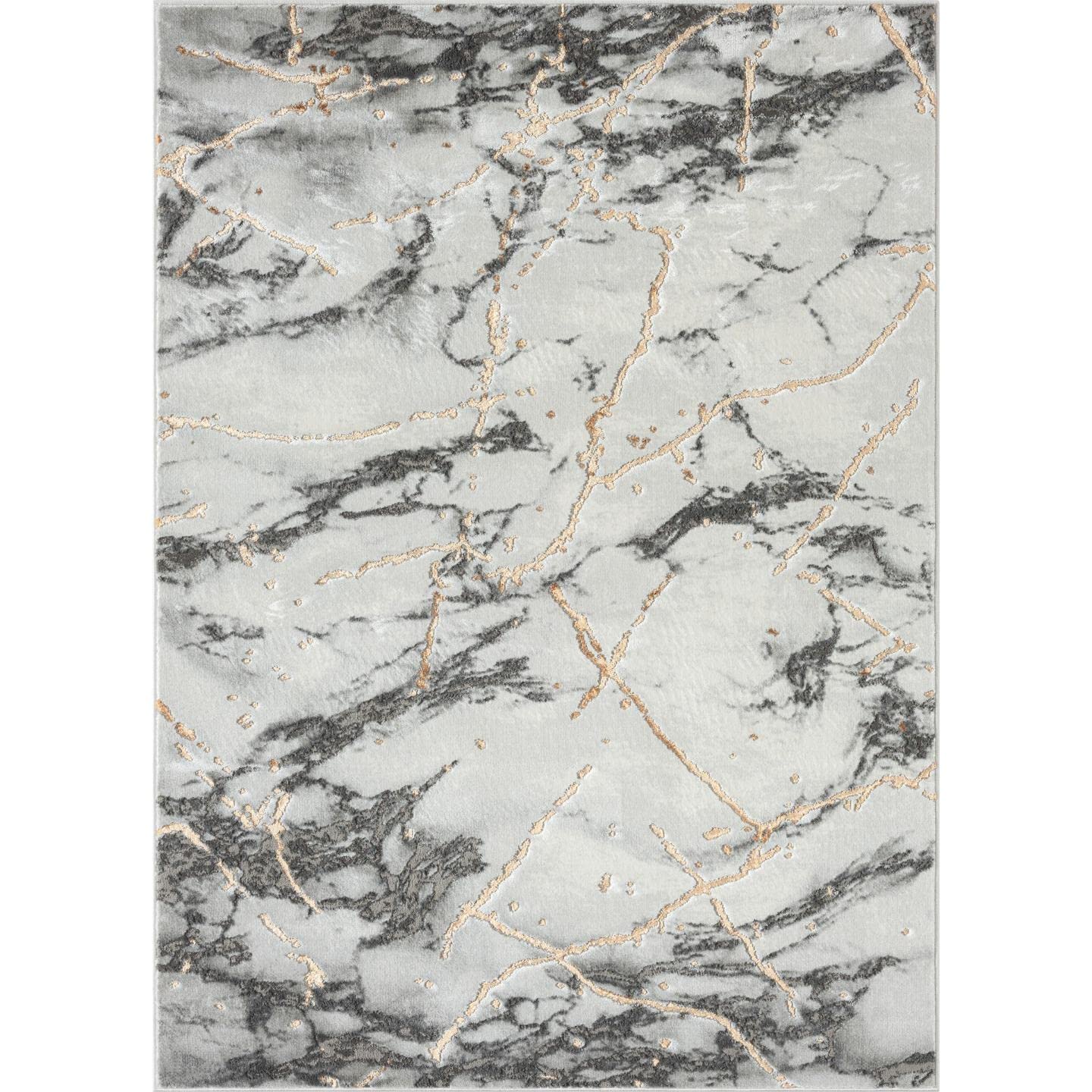 LUXE WEAVERS Ivory Gold 8x10 Marble Abstract Area Rug