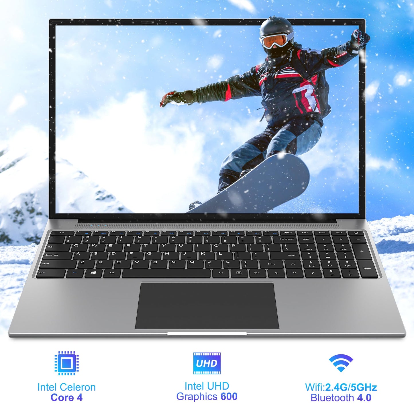 jumper Laptop, 16 Inch FHD IPS 16:10 Screen, Intel Celeron Quad Core CPU, 4GB RAM 128GB Storage, Office 365 1-Year Subscription, Laptops Computer with Numeric Keypad, 4 Stereo Speakers, 5G WiFi.