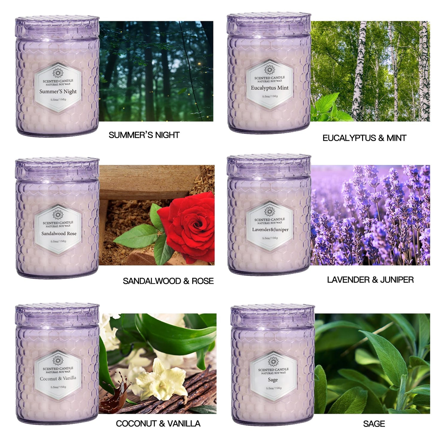 Candles for Home Scented, 6 Pack Aromatherapy Candles Gifts Sets for Women Birthday,33 oz Soy Wax 240 Hour Long Lasting Jar Candles for Christmas Thanksgiving Day