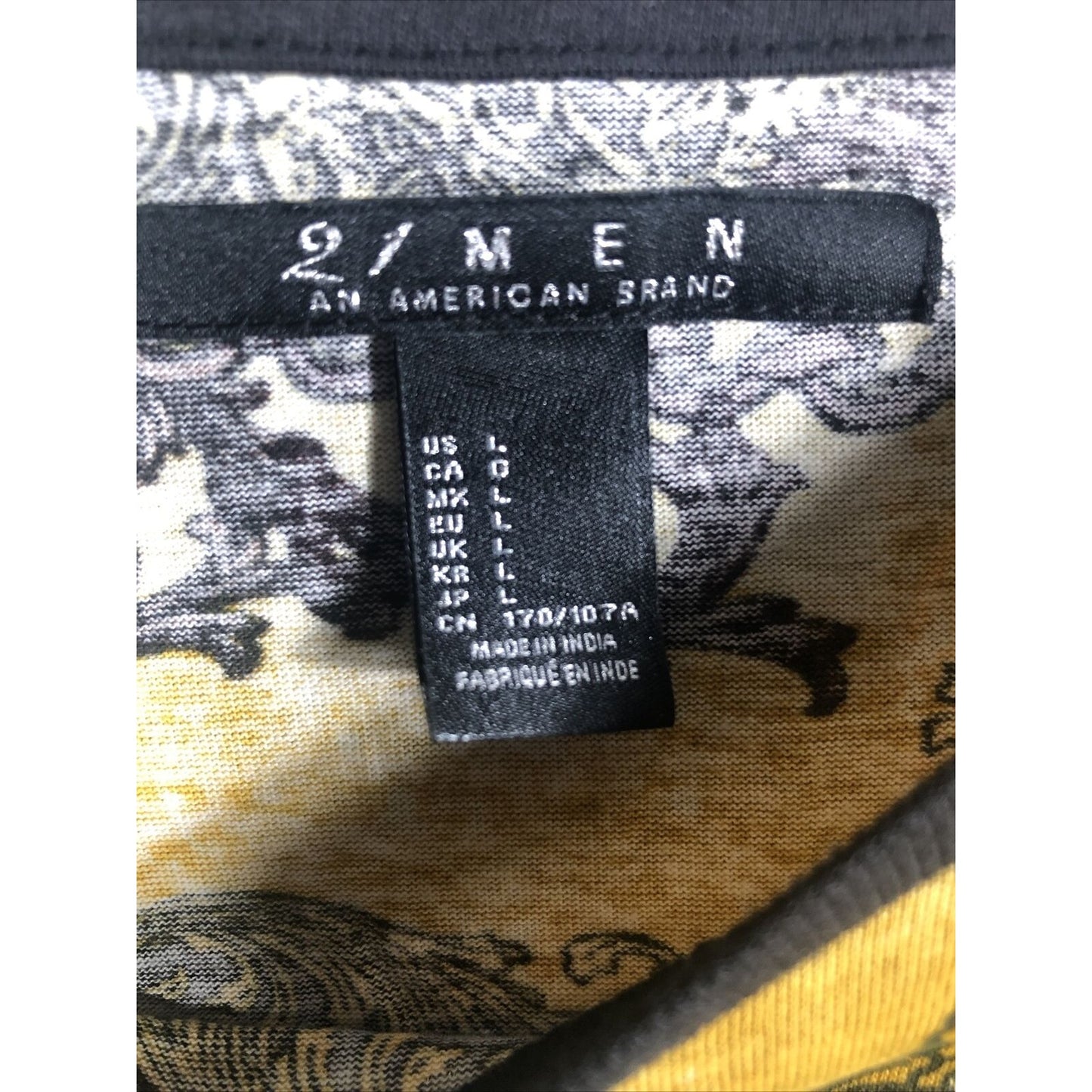 21 Men Black/Gold Shirt Adult Size Large New Tee Shirt Top
