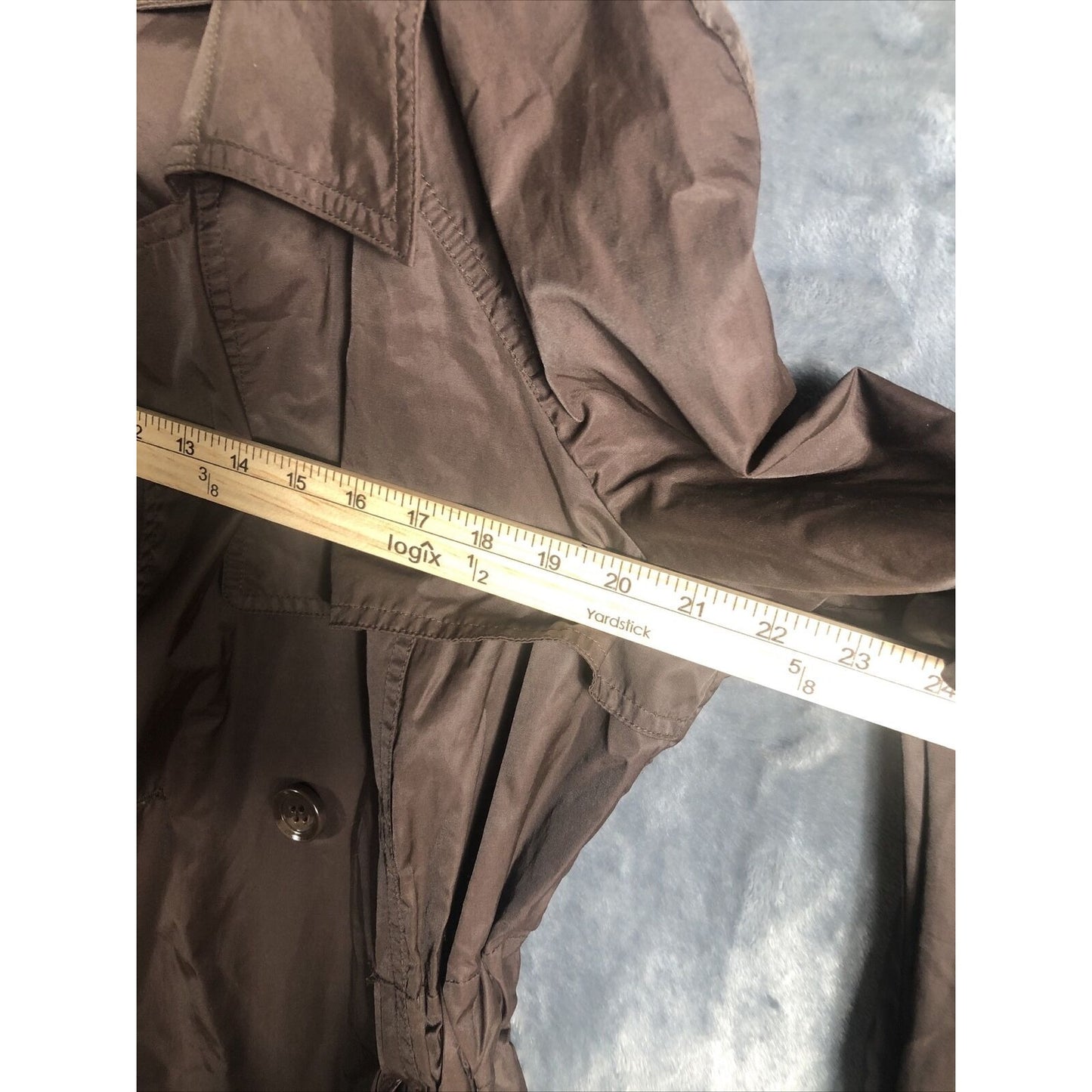 Daisy Fuentes 2 Button Woman’s Belted Wind Breaker Jacket Large Brown