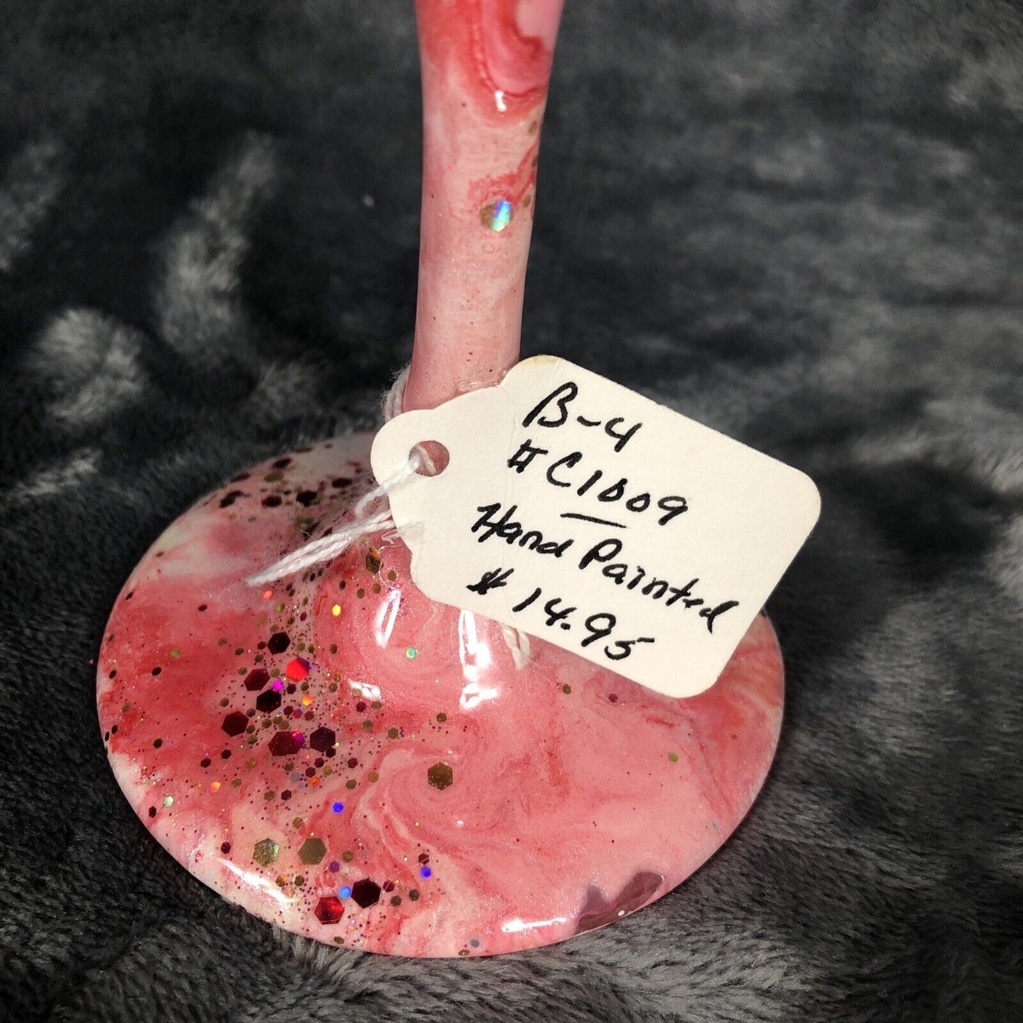 Wine Glass Red Swirls & Glitter Hand Painted Custom Unique Gift