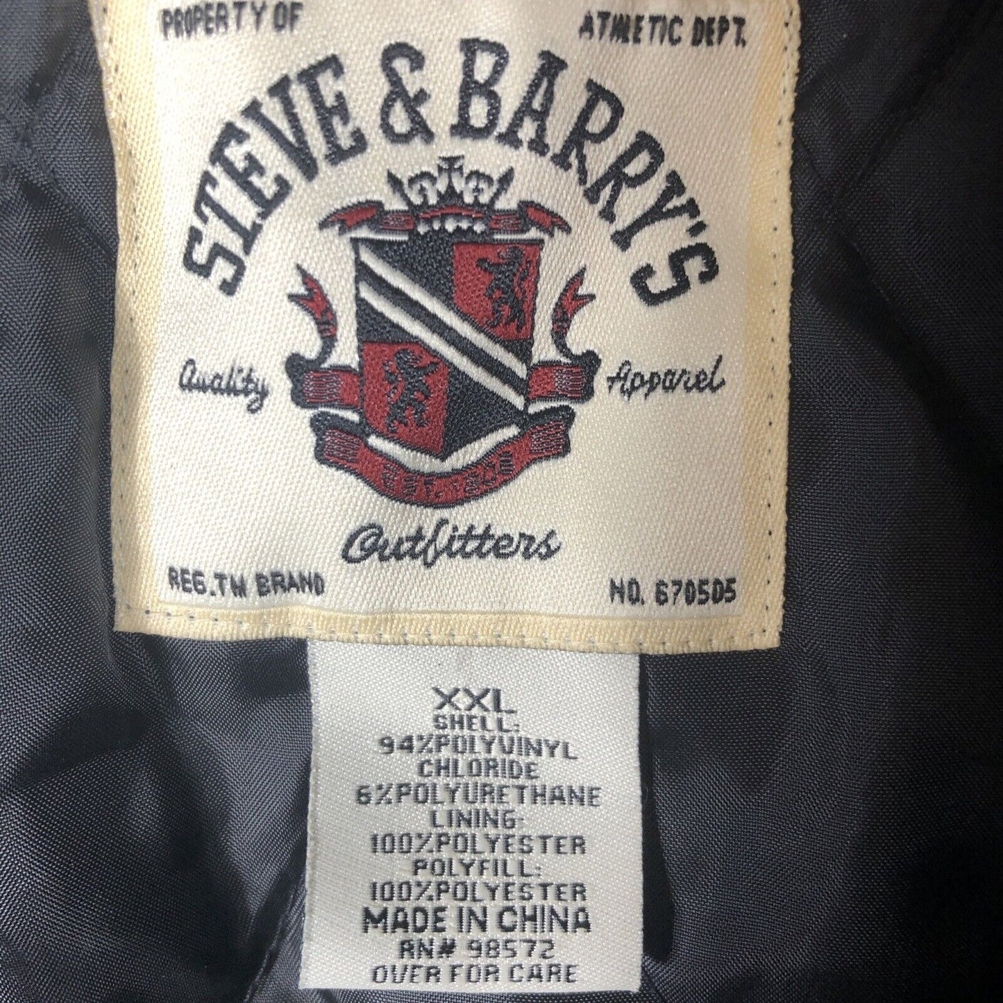 Men’s Leather Jacket Steve And Barry’s Outfitters Men’s Coat Black Adult Size 2X Large