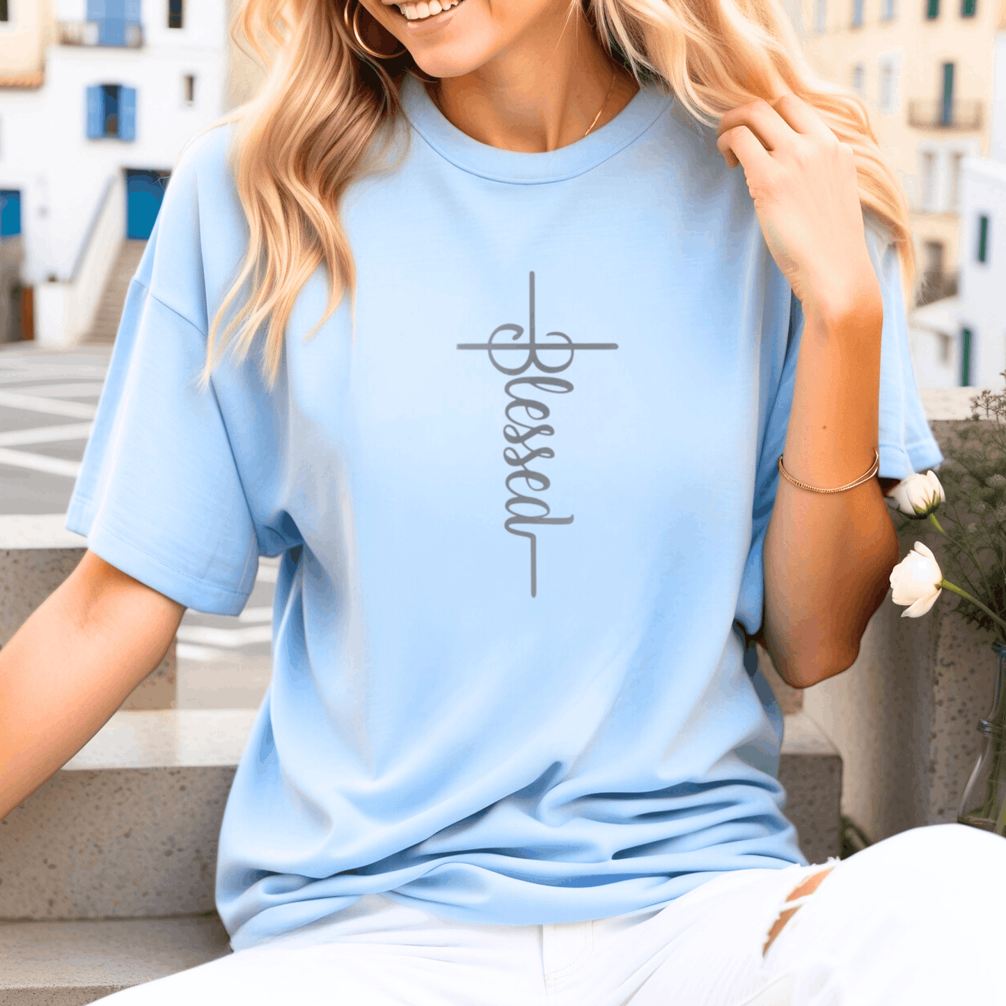 Blessed Christian Tee, Faith Graphic T-Shirt, Inspirational Religious Apparel, Gift for Her, Comfortable Spiritual Top, Spiritual Clothing