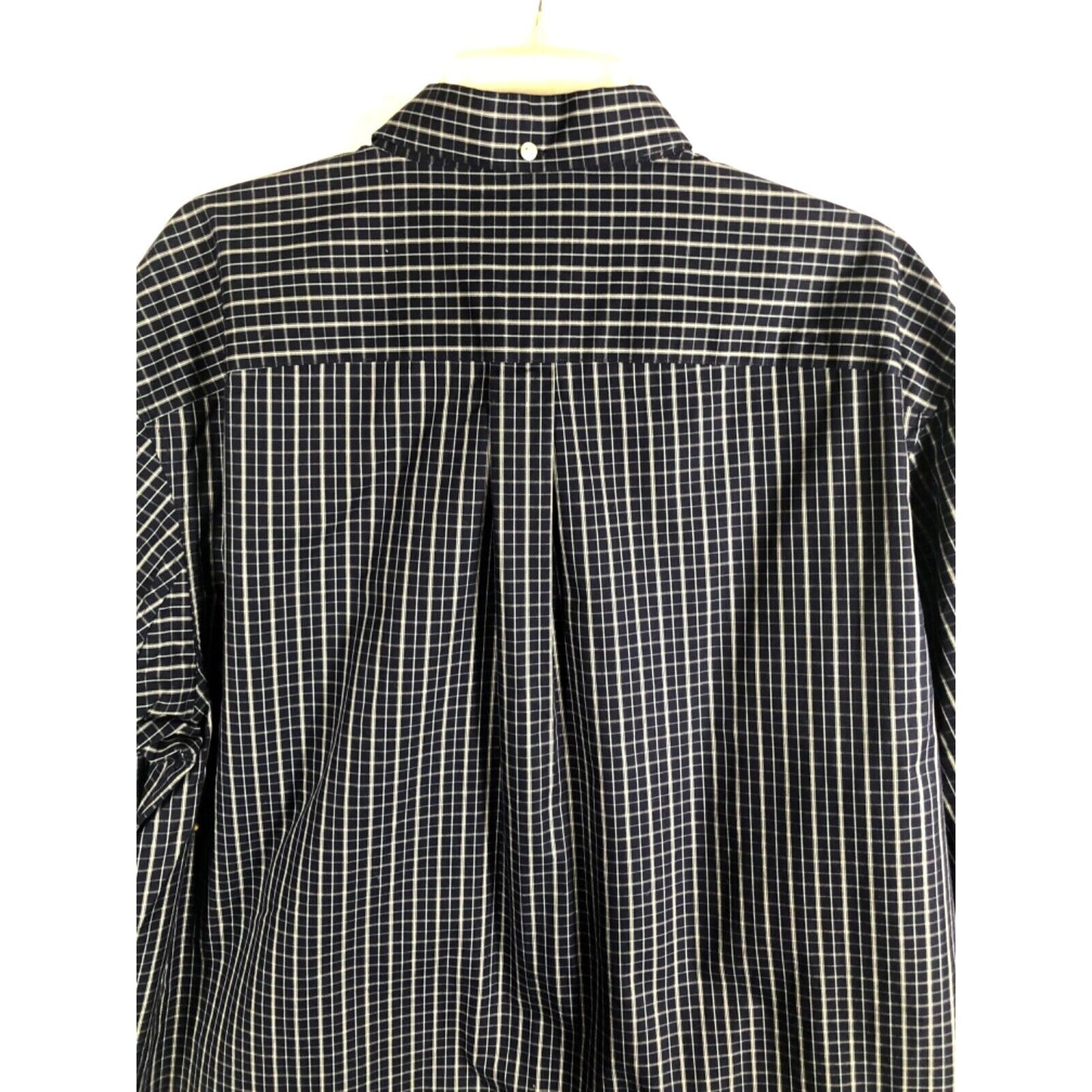 Duluth Trading Mens Long Sleeve Button-Up Plaid Shirt Navy Check Pattern Size XL