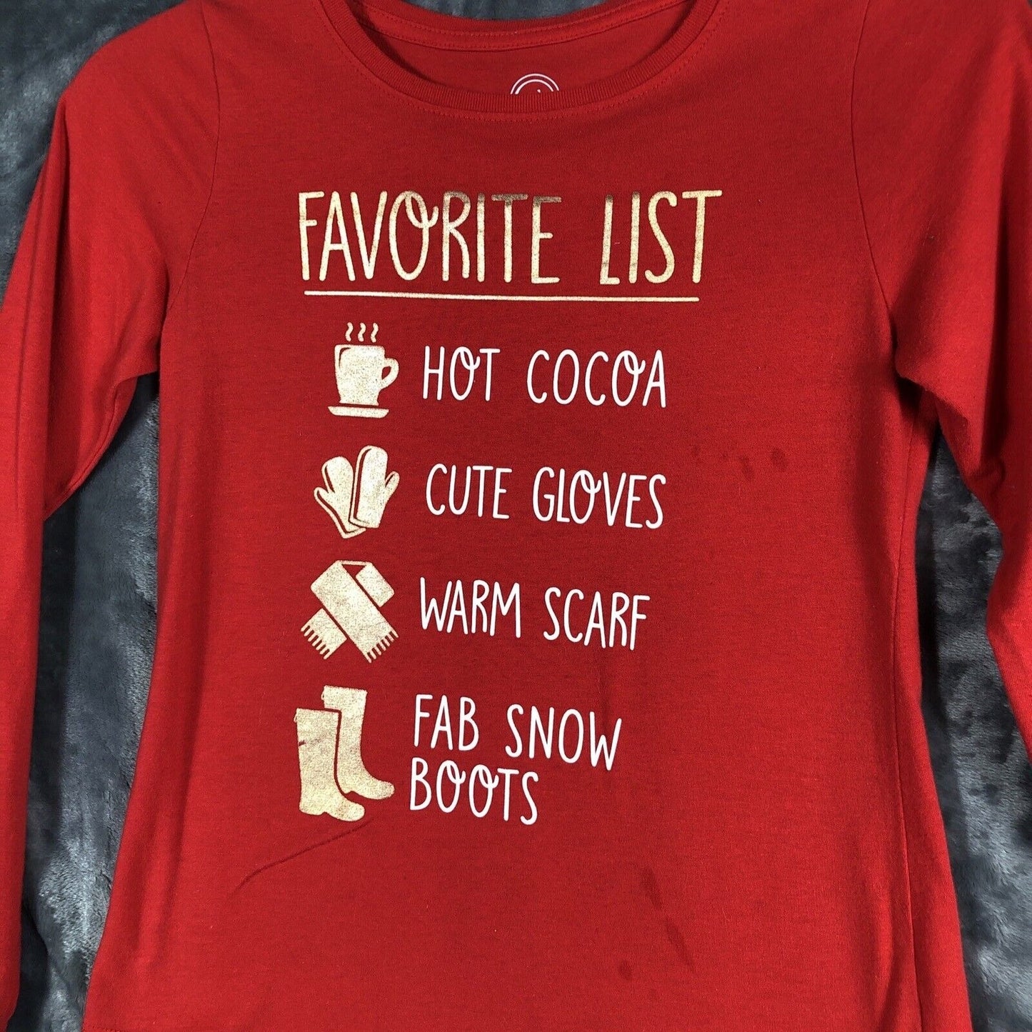 Wonder Nation Girls Pullover Shirt Hot Cocoa Cute Gloves Warm Scarf Logo Size L