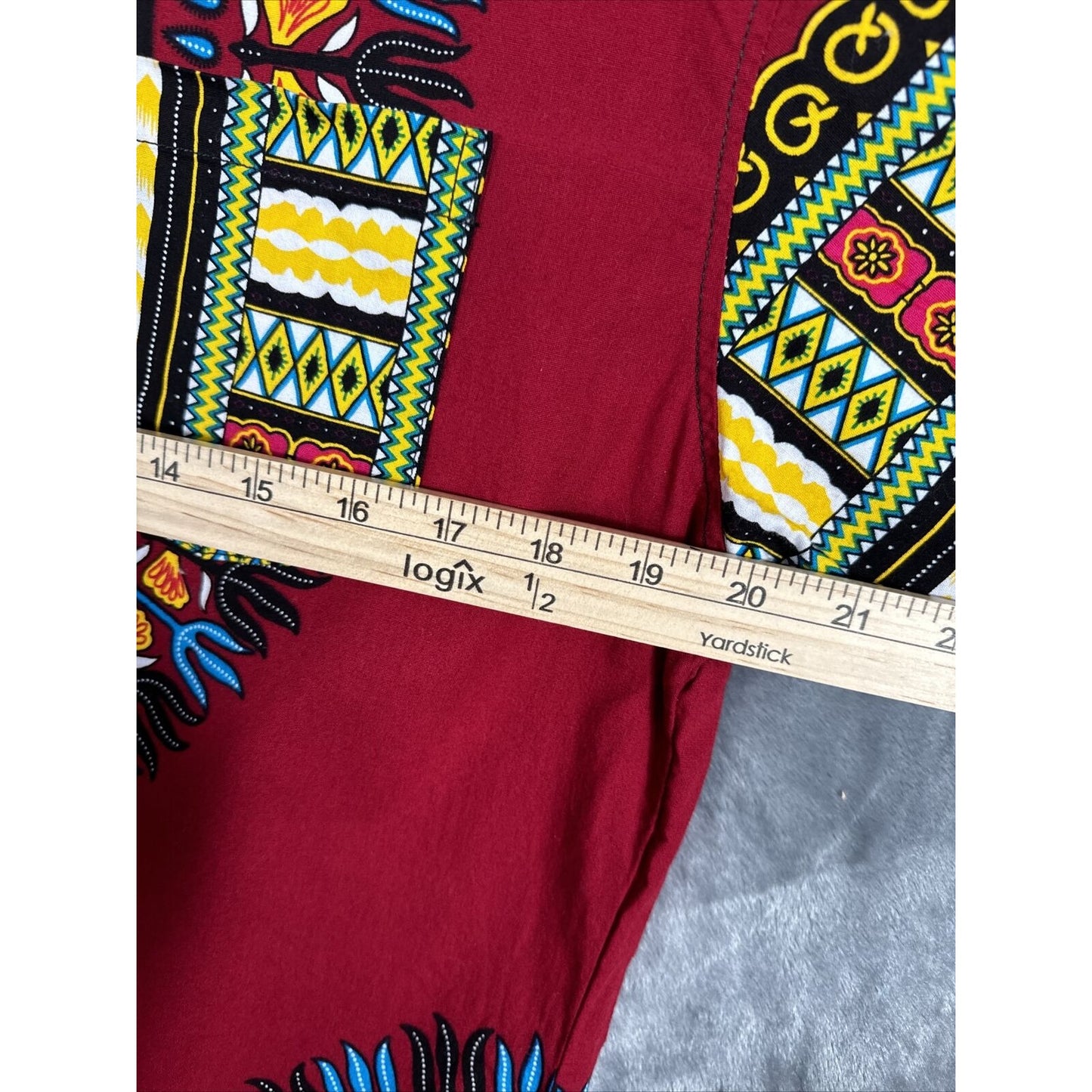 African Fabrics Floral Red Yellow Blue Indigo Unisex Stylish Top Blouse Women 2 X-Large
