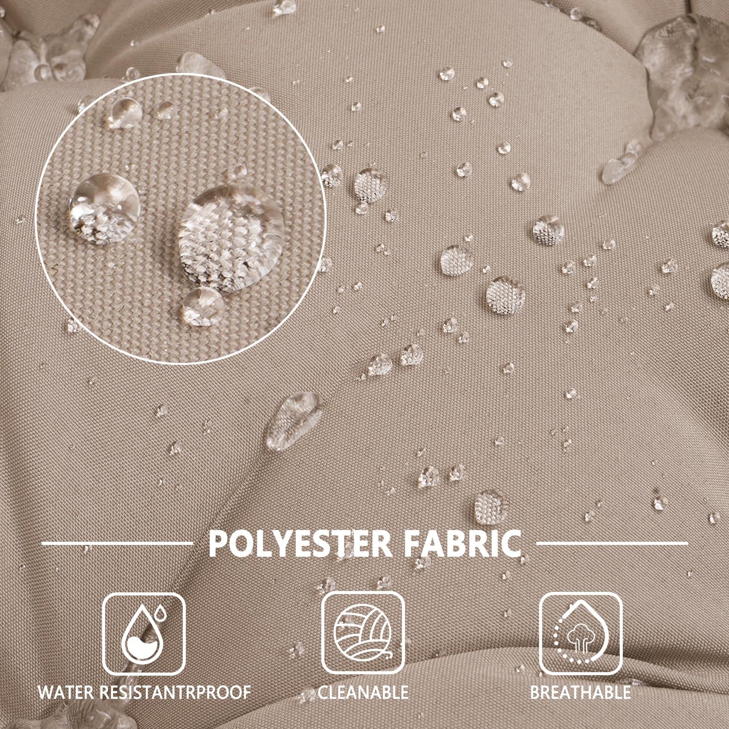 GPQAWER Outdoor Swing Cushions,Waterproof Swing Cushions 3 Seater Replacement with Backrest,Outdoor Thickened Bench Cushion with Ties for Porch,Patio,Backyard,Garden and Lawn (Khaki 60 * 40 in)