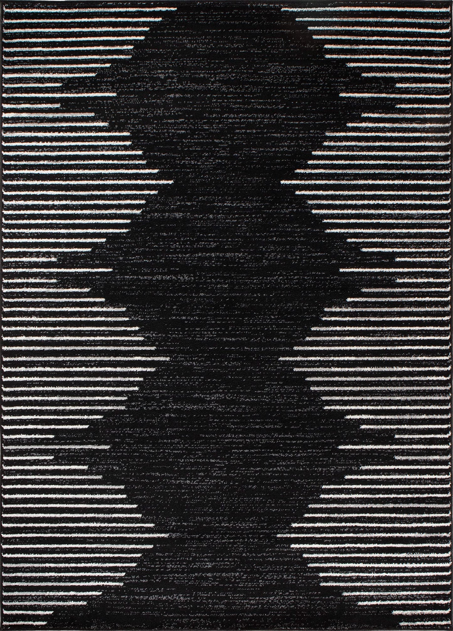 Rugshop Bohemian Stripe Stain Resistant High Traffic Living Room Kitchen Bedroom Dining Home Office Area Rug 8'x10' Black