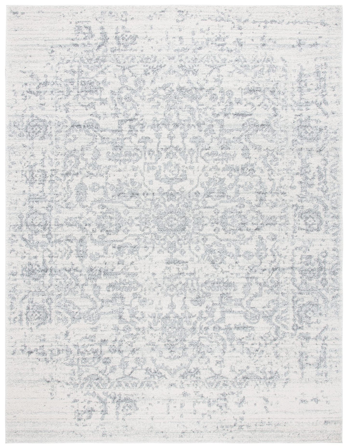 SAFAVIEH Madison Collection Area Rug - 8' x 10', Silver & Ivory, Snowflake Medallion Distressed Design, Non-Shedding & Easy Care, Ideal for High Traffic Areas in Living Room, Bedroom (MAD603G)