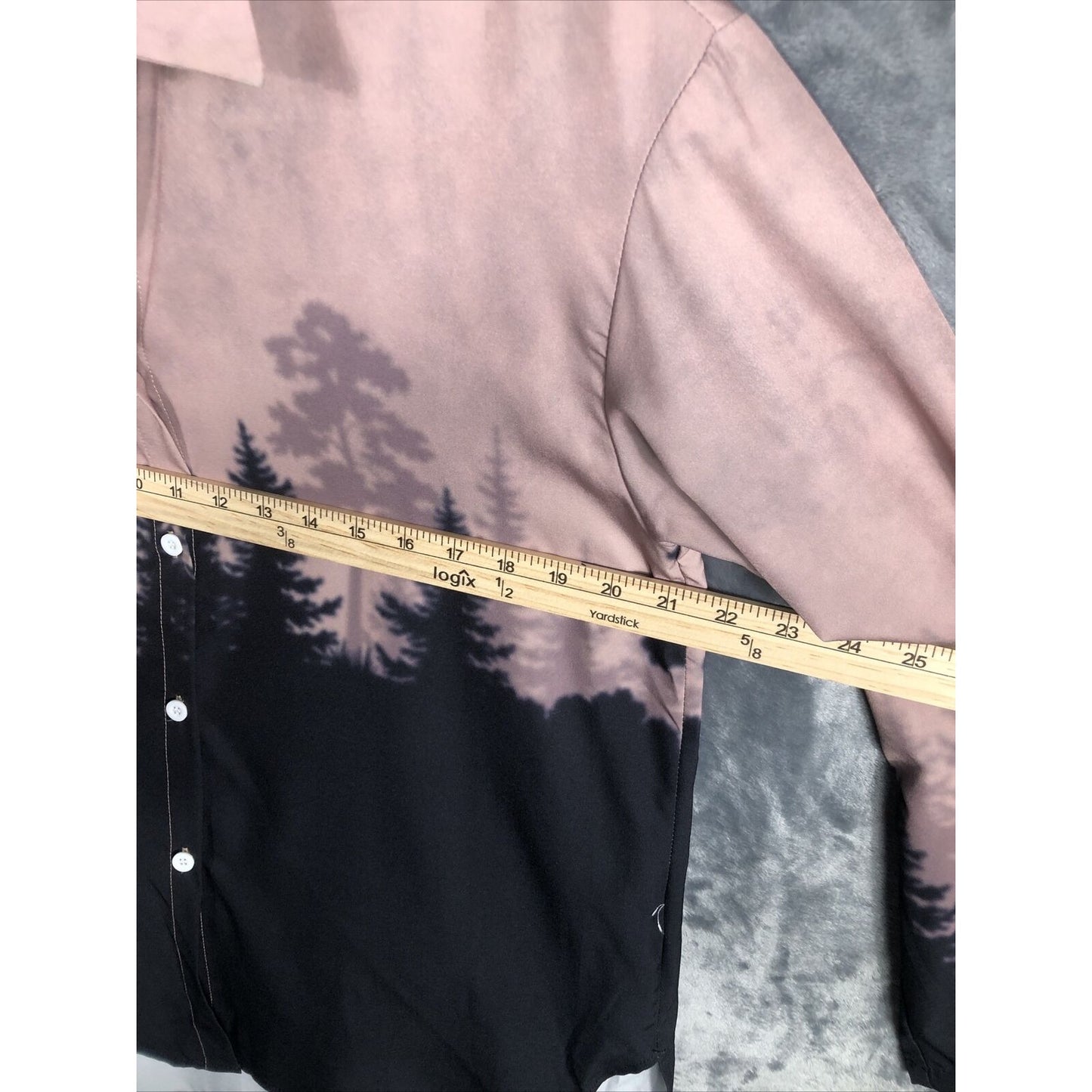 Noracora Womens Long Sleeve Button-Up Shirt With Forest Print
