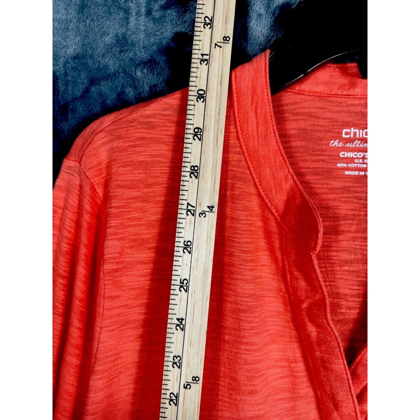 Chico’s The Ultimate Tee Women's Top Size 2 Large Orange 3/4 Sleeve